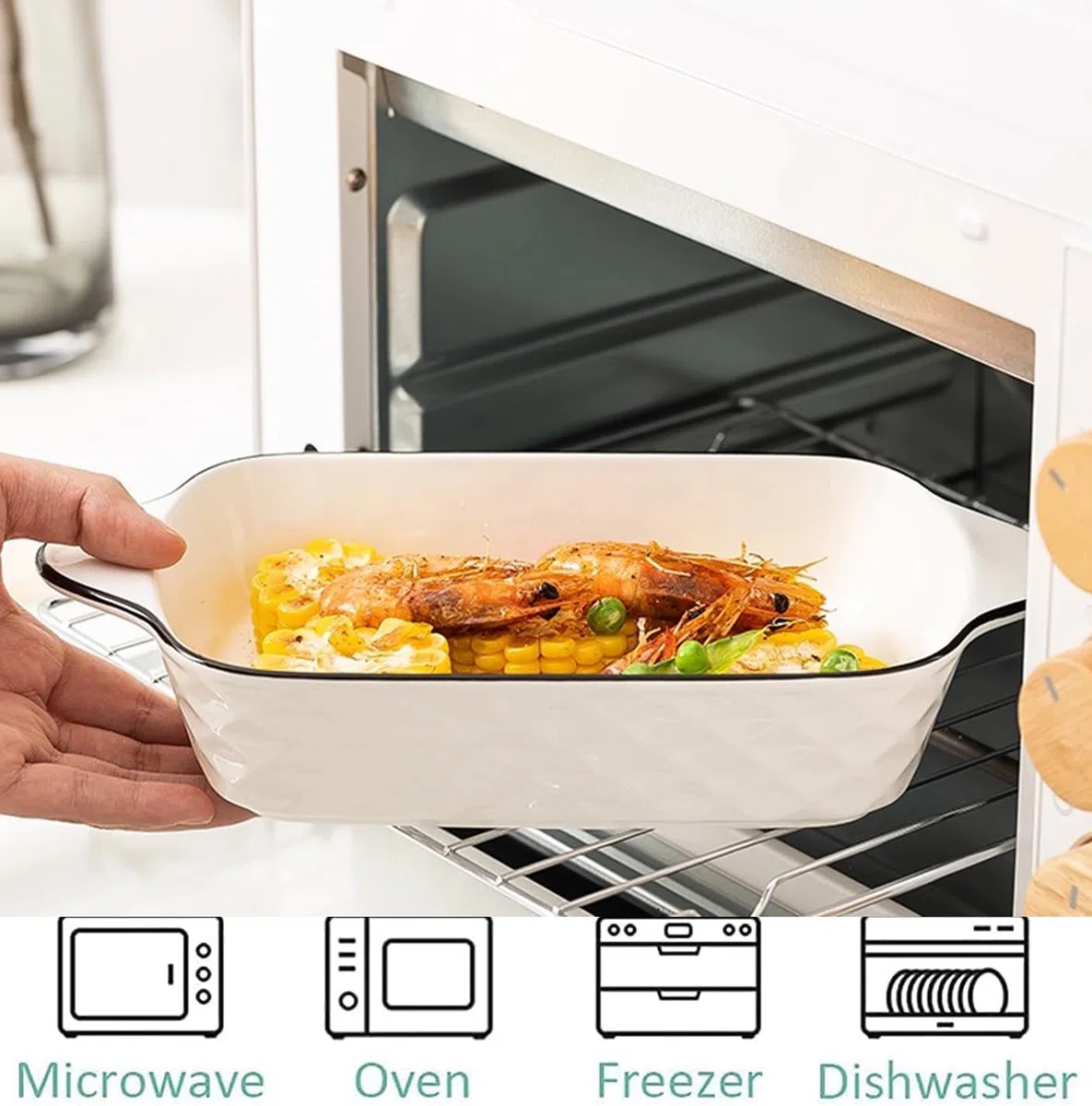 Auflaufform Kleine 2er Set,26cm Lasagneform, Rechteckige Keramik Backformen mit Griffen, Keramik-Backform, Ofenform für je 1 Portion,Servierschalle für Suppen, Obst