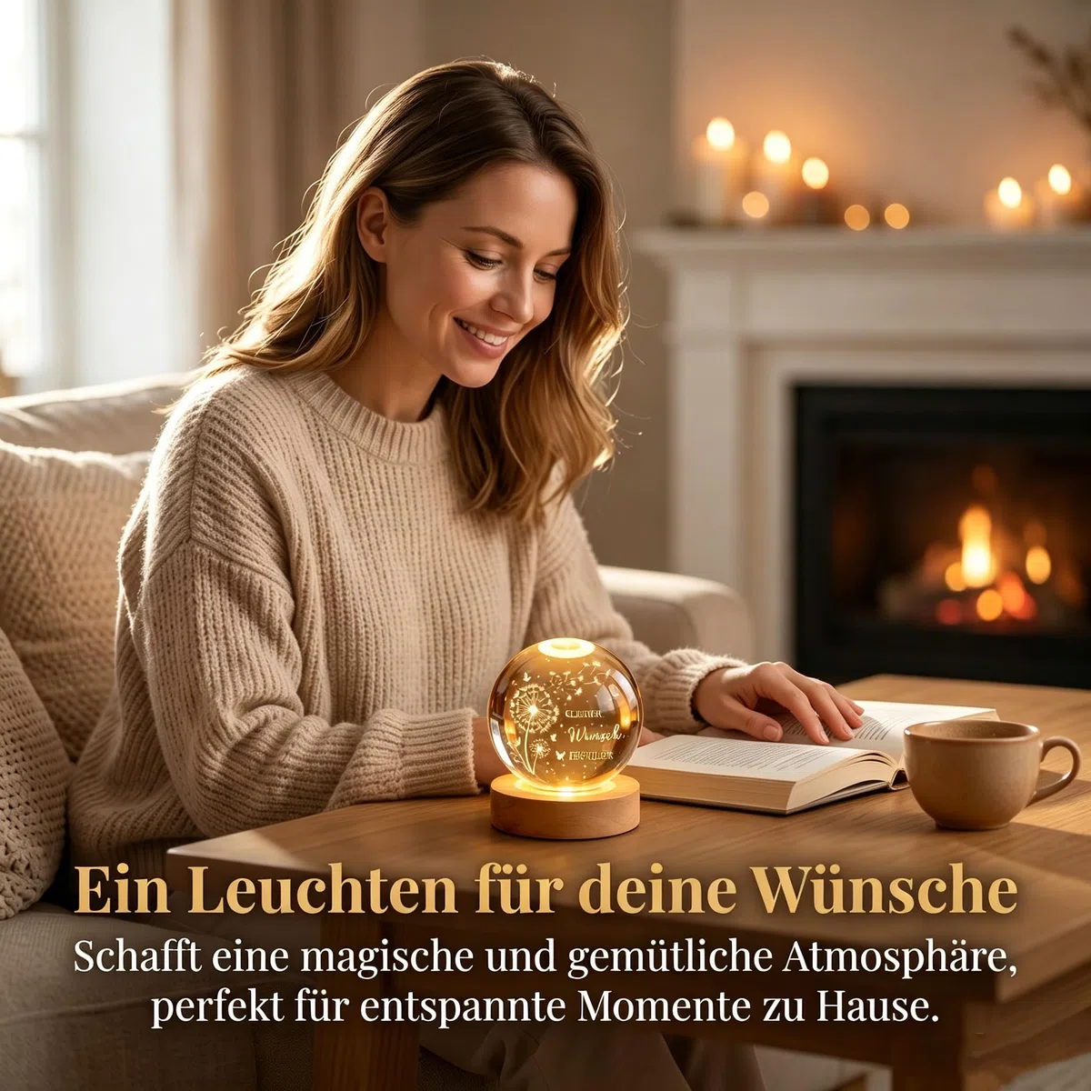 Charfia Wunscherfüller, 80mm LED Glaskugel Deko Lampe Geburtstag Geburtstagsgeschenk Geschenke für Frauen Frau Männer, Kristallkugel Geschenk Geburtstag Frauen Geschenk für Freundin Deko Wohnzimmer