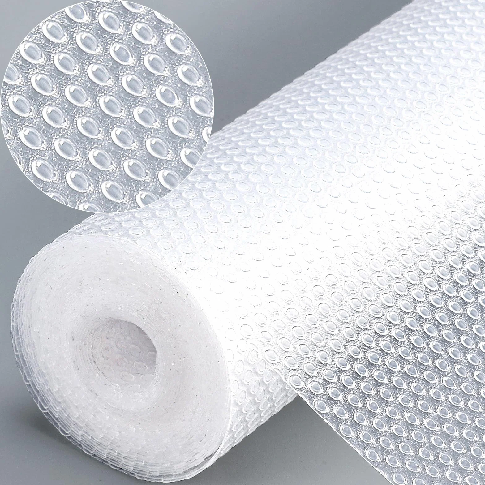Dntorx Schubladenmatte Nicht Klebend 50x600cm, Antirutschmatte Schubladen mit 70 Stück Doppelseitige Klebepunkte EVA Wasserdichte Schrankpapier für Regale Küche Schubladen Kühlschrank (Transparent)