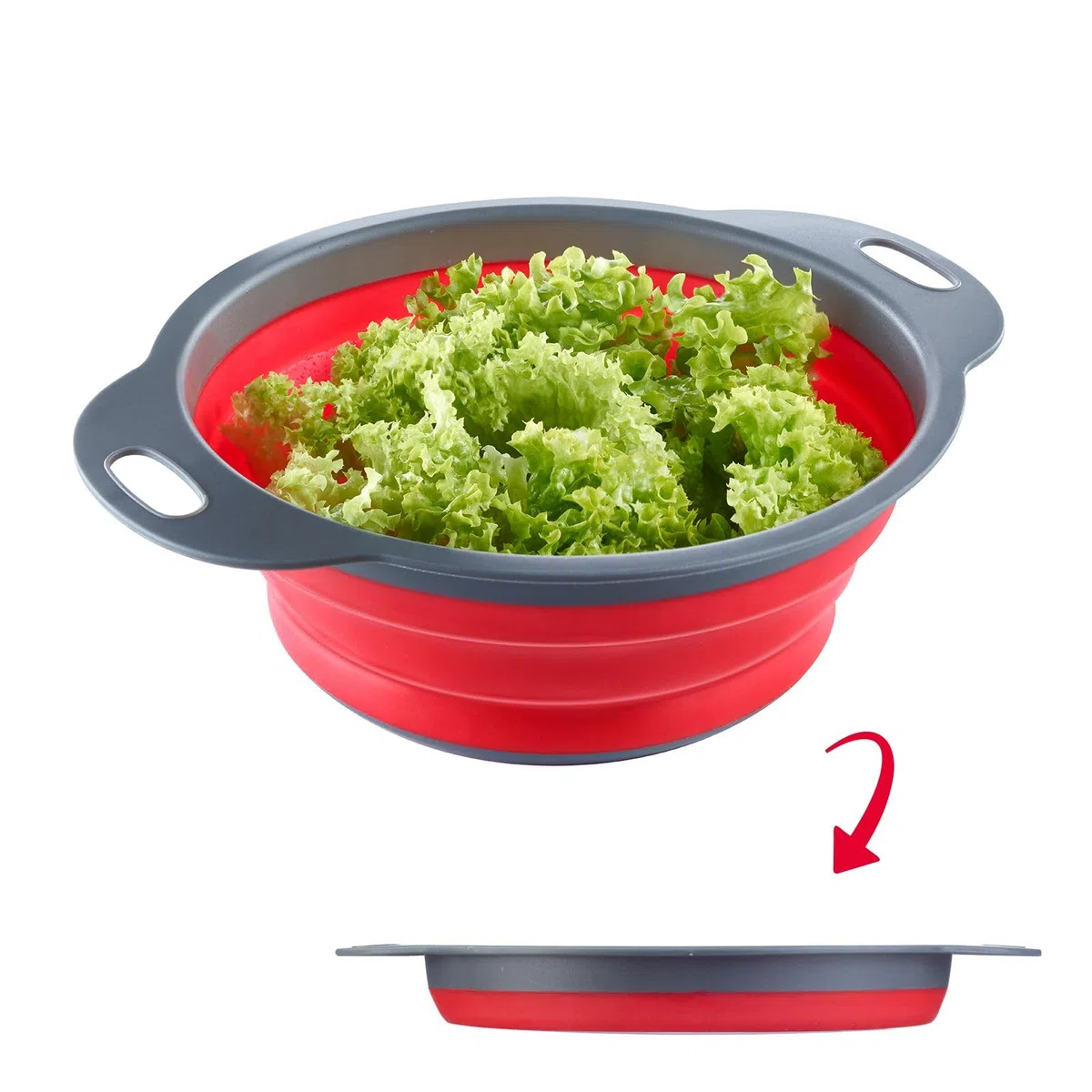 Westmark Seiher-Set, 2tlg., Faltbar, je 1x Ø 22 cm und 18,5 cm, Kunststoff, Anthrazit/Rot, 212222E6