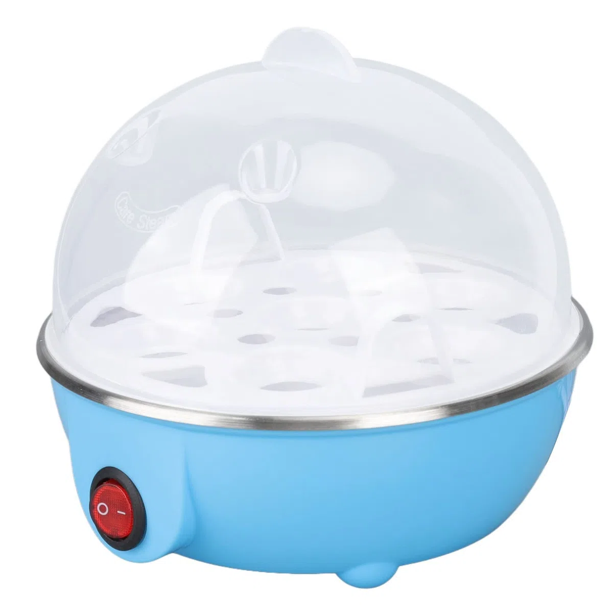 Eierkocher, 350 W Kapazität von 7 Eiern Automatische Abschaltung Anti-Trockenbrennen Hühnerförmiges Design Schneller Eierkocher PP Edelstahl Gesunder und geruchloser Eierwilderer(EU-Blau)