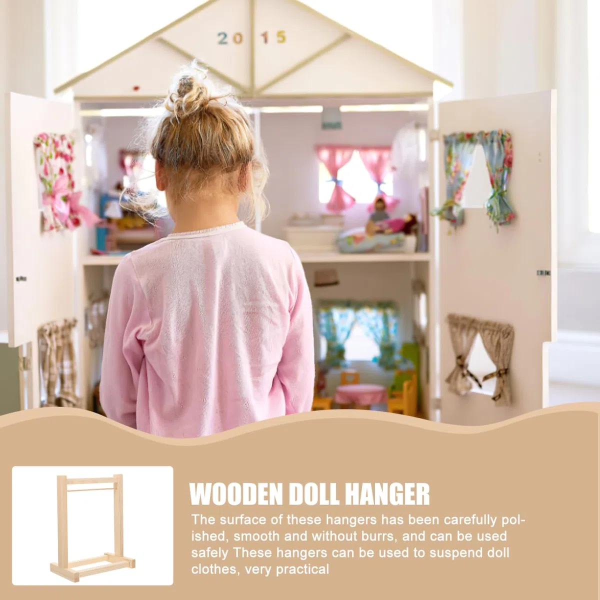 ULTECHNOVO Puppenkleiderbügel Holz 20Cm - Kleiderständer Für Puppenhaus Zubehör Zur Aufbewahrung Und Organisation Von Puppenkleidung Im Kinderzimmer