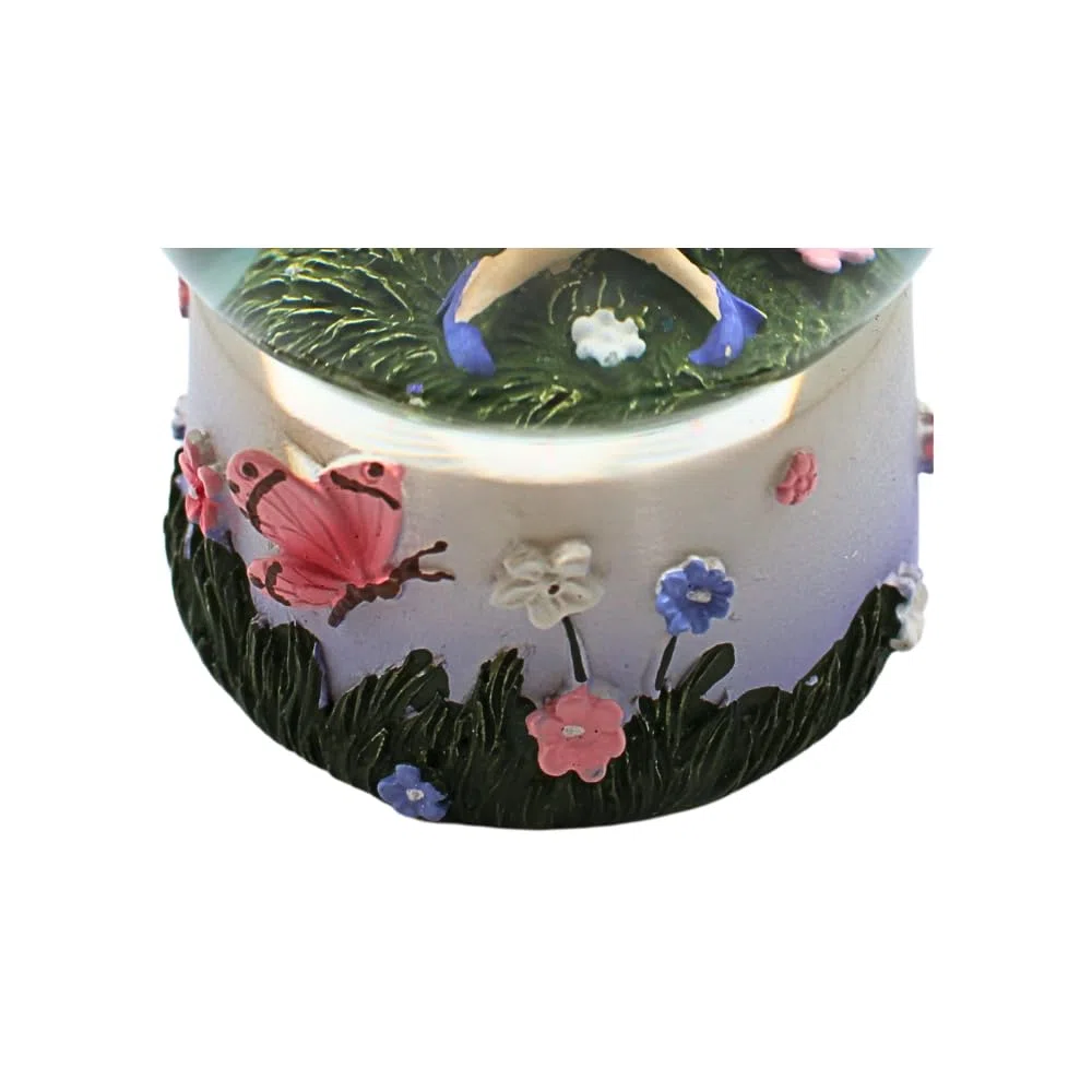 Dekohelden24 Schneekugel, Schüttelkugel, Fabelwesen - Schneekugel, Schneekugel mit Blumenmädchen, Elfenkugel mit Blumen, Feenkugel zum Schütteln mit bunten Glitter und Blumen, L/B/H 6 x 6 x 9 cm.