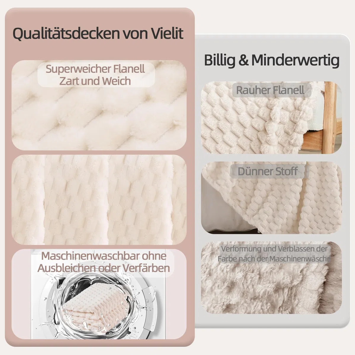 Vielit Kuscheldecke Flauschig 150x200 cm – Ultraweiche Fleecedecke für Couch & Sofa, Warme Wohn- & Kuscheldecke, Leichte Sofadecke, Gemütliche Couchdecke, Atmungsaktiv & Pflegeleicht Decke Beige
