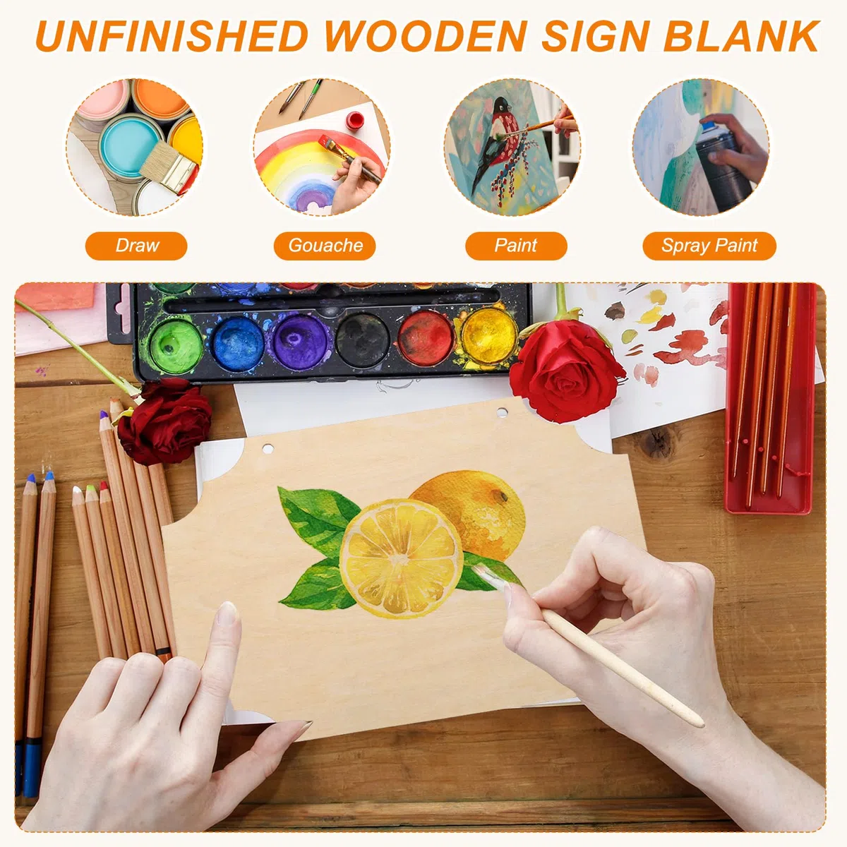QUARKZMAN Unfertiges Holzschild-Rohling Mit Aufhängeseilen 9"x6" Unfertige Holzhandwerksbretter Holzplaketten Für Basteln DIY Bemalung Brennholzgravur Stil 3 Packung Mit 12 Stück