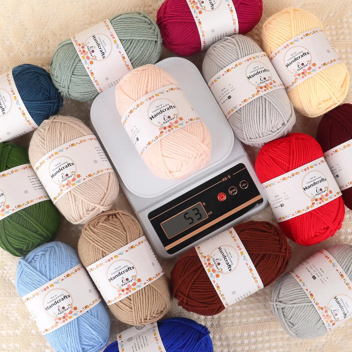 Aeelike 600g(12x50g) Acrylgarn Wolle zum Stricken, 5Ply Häkelwolle Baumwolle zum Häkeln, Cotton Yarn Strickwolle Set für Anfänger, Erfahrene Häkeler, Elegantes Grün