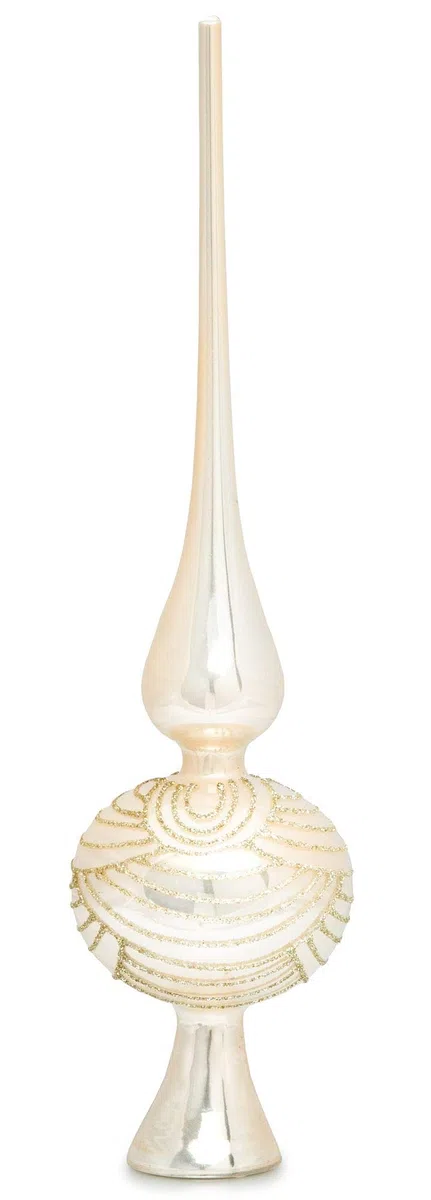 SIKORA SP6 Highlights Christbaumspitze aus Glas mit Glitzer Verzierung 2 Größen, Farbe:Champagner, Größe:H ca. 29 cm (für Bäume von ca. 120 bis 170 cm)