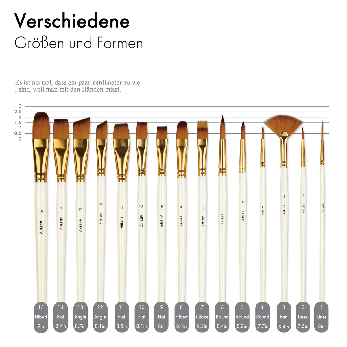 Artify 15-teiliges Pinsel-Set für Acryl-, Öl-, Aquarell-, Gouache-Malerei, inklusive Pop-Up-Tragetasche mit Palettenmesser und 2 Schwämmen