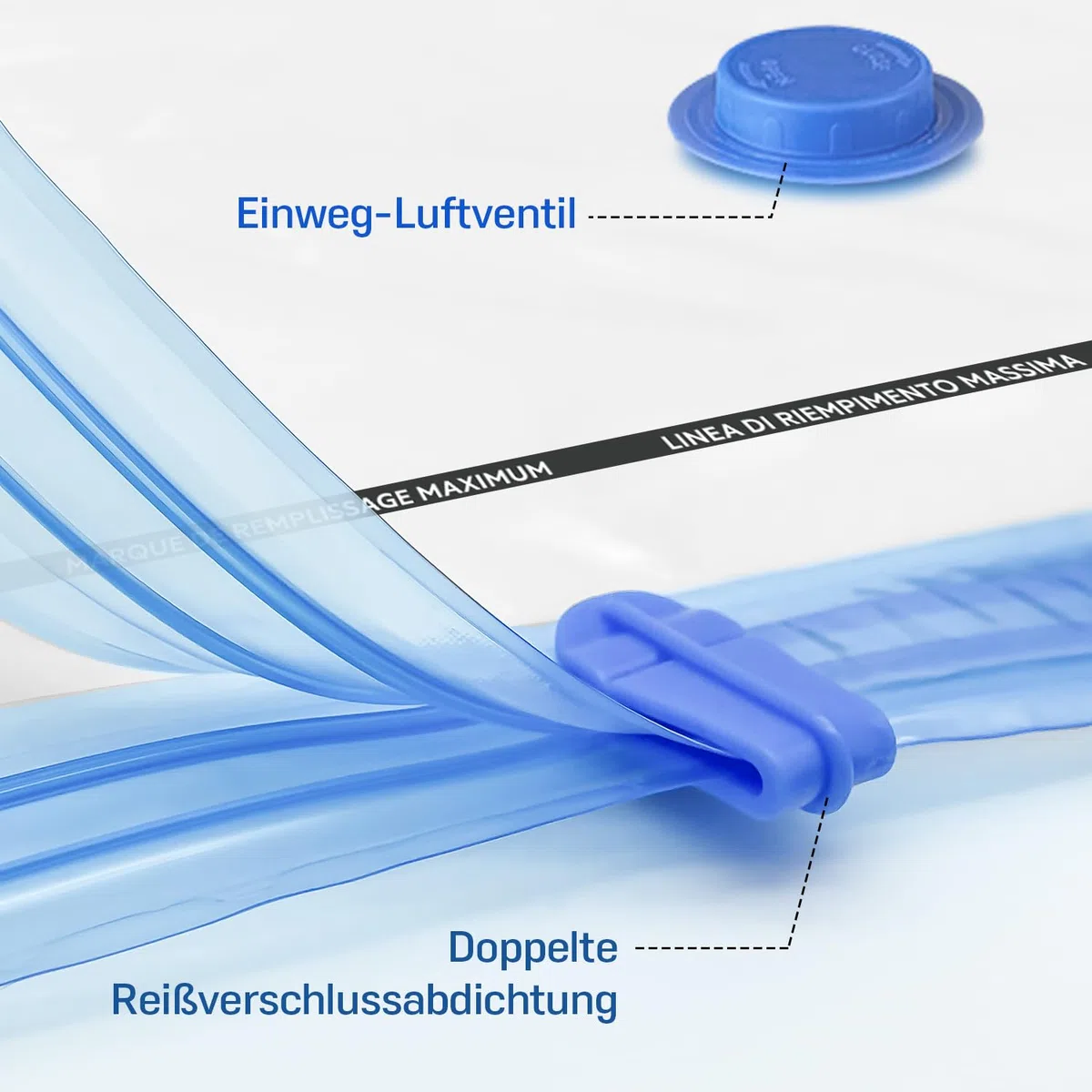 Captainfive Vakuumbeutel für Kleidung und Bettdecken, 12 Stück Vakuumierbeutel 3 Größen ((4*100x80cm + 4*80x61cm + 4*60x41cm), Vacuum Bags for Clothing mit 1 Handpumpe, Aufbewahrungsbeutel