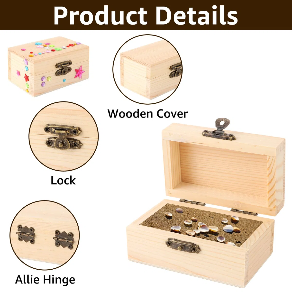 12 Stück Mini Schatztruhe Holz, Schatzkiste Holz mit Deckel, Holzkiste Klein, Holzkästchen mit Deckel, Schmuckkästchen Holz, Holzschachtel zum Bemalen für Geburtstags, Andenken und DIY