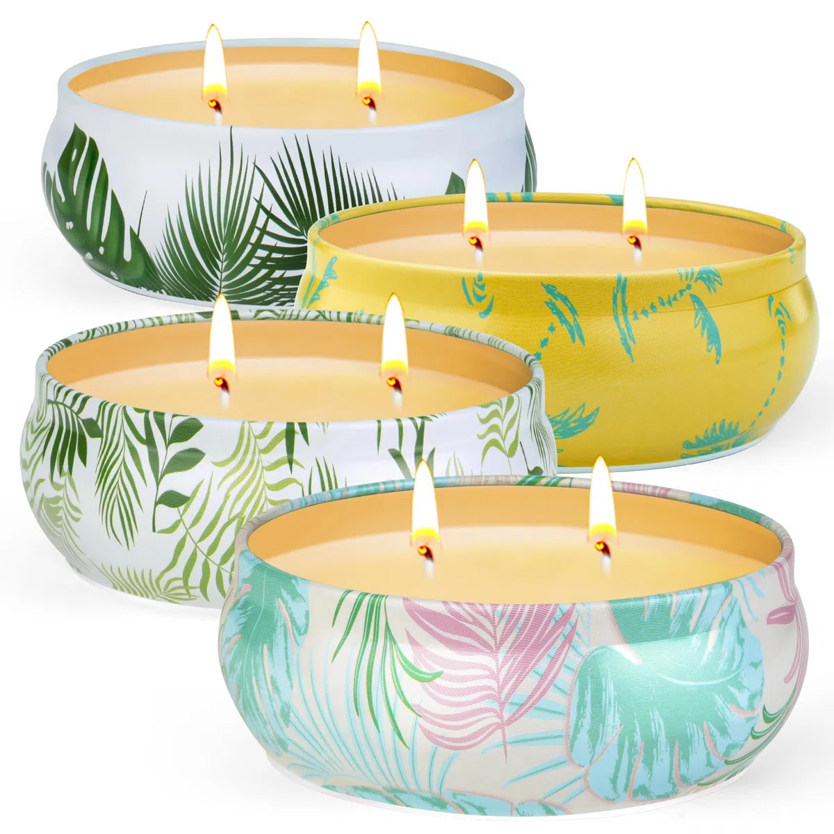 Citronella Kerze Outdoor Groß,260h Brenndauer Citronella Kerze Natürliche Sojawachs Zitronella Kerze mit 2 Docht Citronella Duft Kerze für Outdoor Garten, Terrasse & Picknick,4x6oz