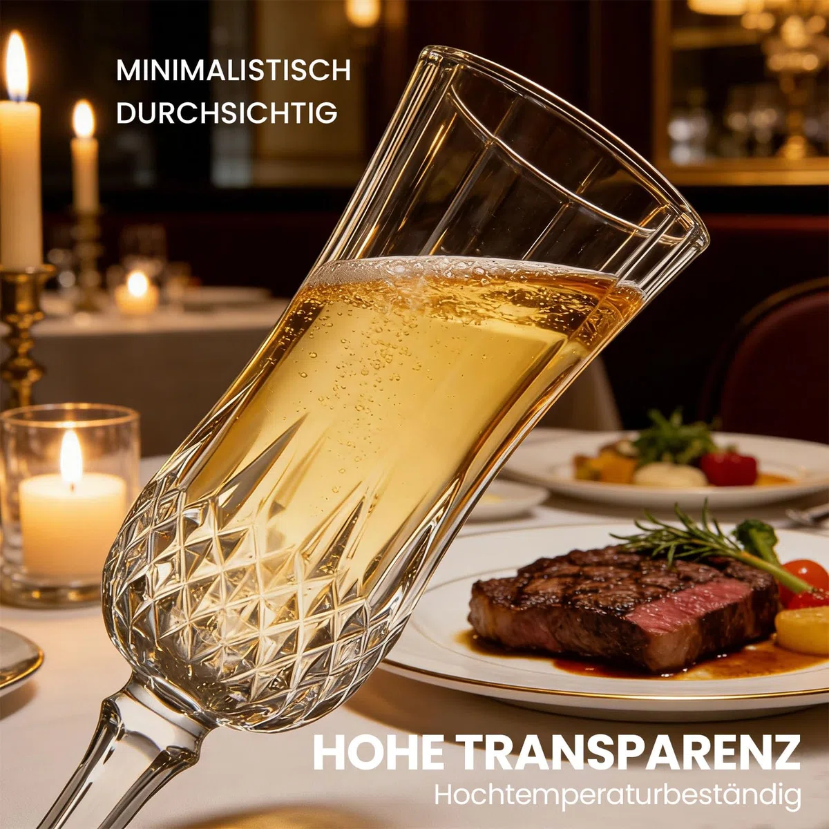 Gläser Set 6 162 ml Champagnerflöten, Vintage Stil, Wiederverwendbare Transparente Weingläser, Elegantes Design, Perfekt für Feierlichkeiten