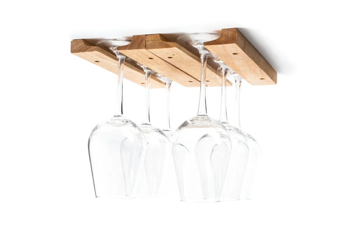 Fox Run Weinglashalter, montiert, Holz, 27,9 x 17,8 x 1,9 cm, Braun
