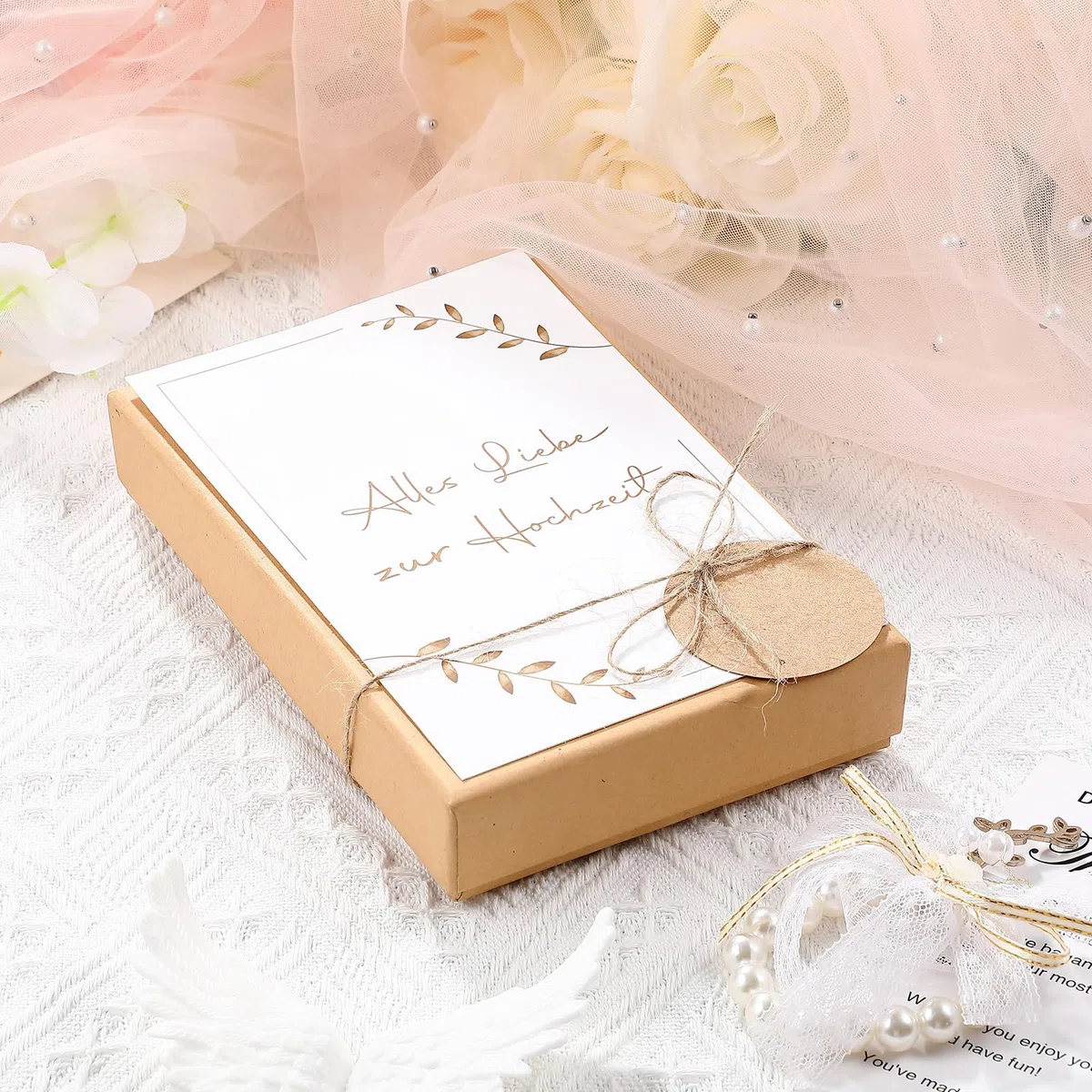 Hestya Hochzeit Geldgeschenk Set Geldgeschenke Hochzeit Verpackungen Hochzeitsgeschenke für Brautpaar Flitterwochen Geschenk inklusive Getrocknete Blumen Besondere Hochzeitskarte Reagenzglas