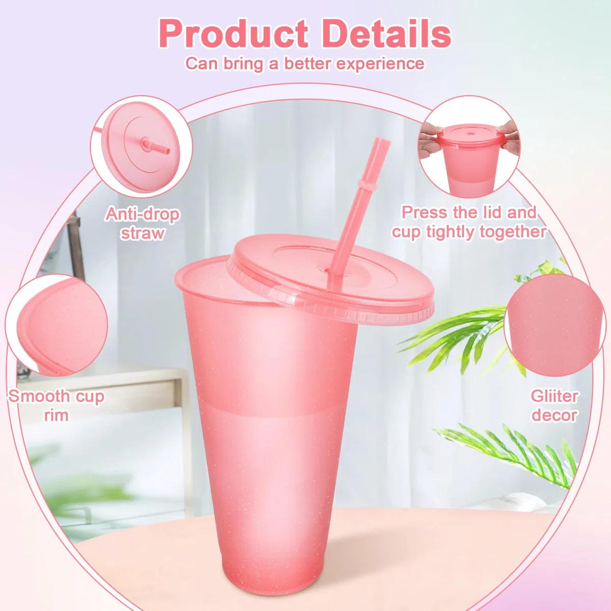 12 Stück Farbwechsel Becher, 24oz/710ml Trinkbecher mit Deckel und Strohhalm, Wiederverwendbare Kaffeetasse, kalte Getränke Ice-Cream-Saft Geeignet für Reisepartys