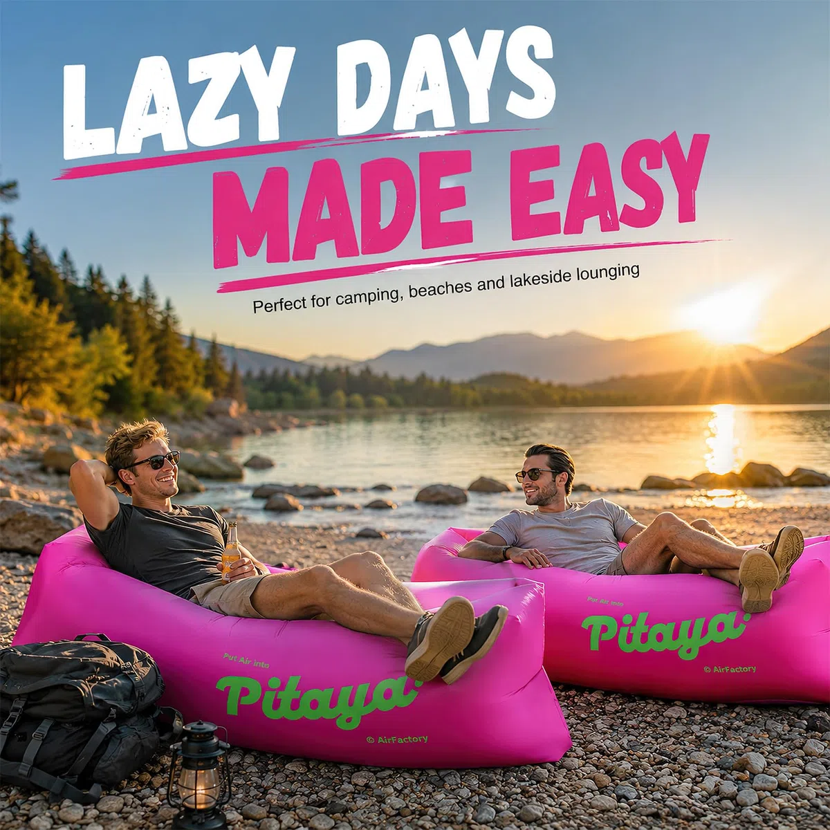Aufblasbare Couch, Airlounge, Strandliege Aufblasbar, Camping Sofa Aufblasbar, LuftSofa, Tragbar Inflatable Sofa, Liegesack Outdoor für Strand, Reisen, Camping, Picknicks(B)