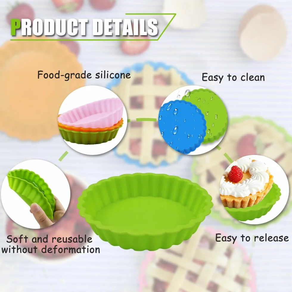 12-teilige Silikon-Kuchenform, 11 cm, antihaftbeschichtet, für Törtchen, Mini-Törtchen und Quiches