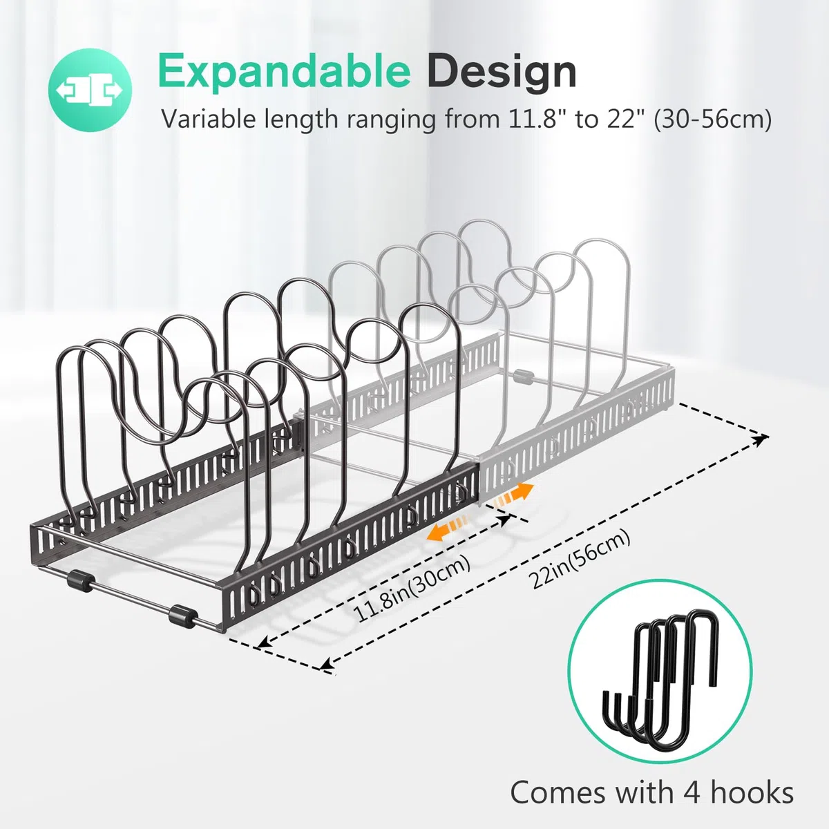 Puricon Deckel und Pfannenhalter Topfdeckelhalter Pfannen Aufbewahrung Topf Organizer Pan Rack für Küchenschrank Schublade Bratpfanne Topfaufbewahrung -Bronze