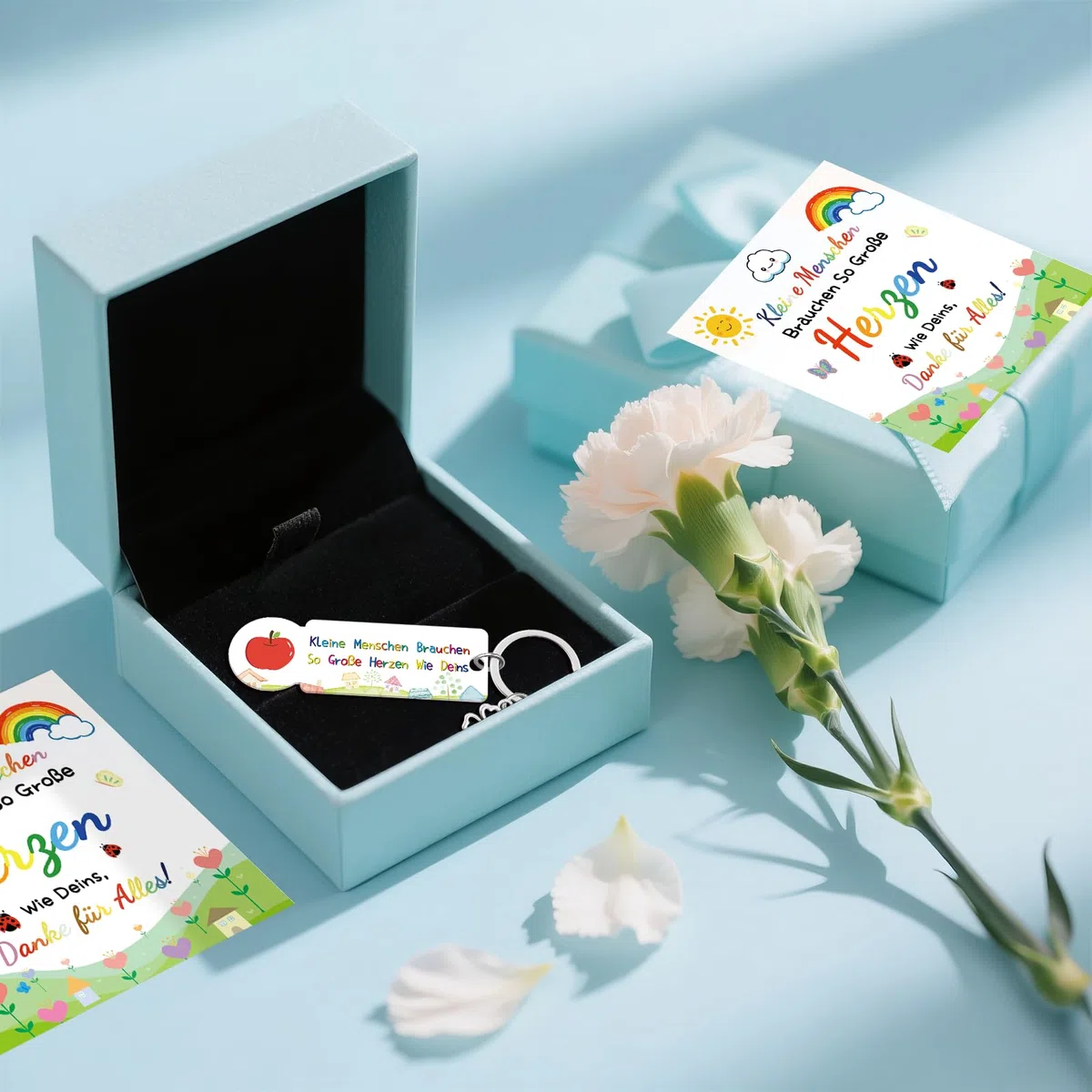 Kindergarten Abschiedsgeschenk, 15er Acryl Einkaufswagenchip Schlüsselanhänger mit Organzatasche und Dankeskarte, Schlüsselanhänger Dankeschön Geschenk zum Abschied für Lehrerin Erzieherin