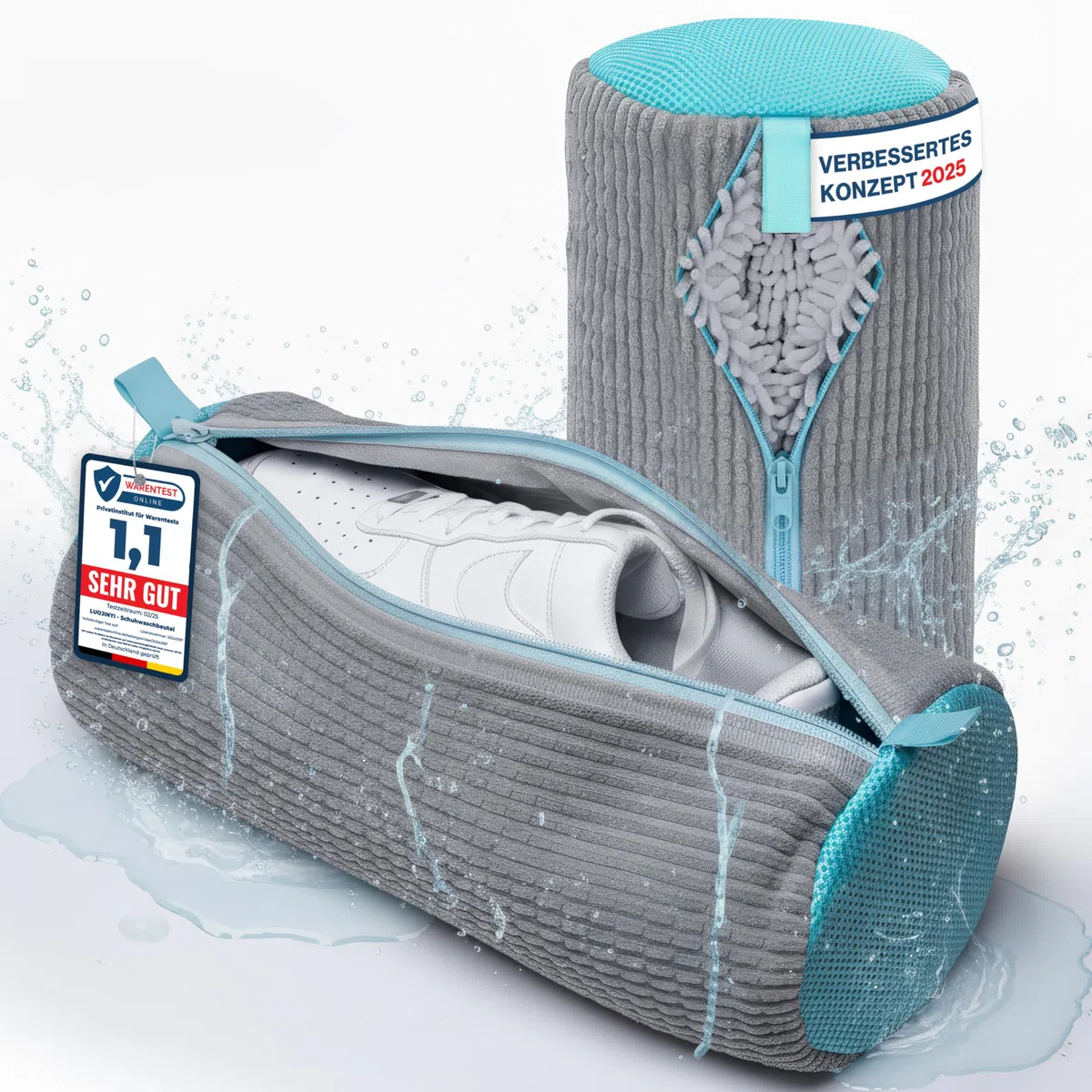 Schuhwaschbeutel Waschmaschine 39x19cm (2 Pcs) Testsieger, Extra Schonend, ALLE Schuhe & Größen, wiederverwendbar | Wäschenetz Schuhbeutel Schuhnetz Waschbeutel ideal für saubere Schuhe & Sneaker
