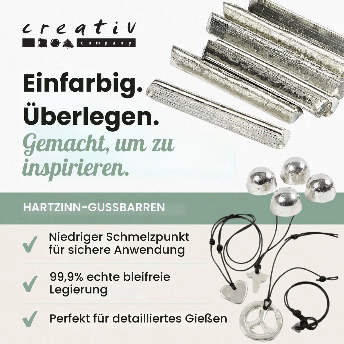 Creativ 13055 Zinn Bar, 150g Gewicht, 10 Stück