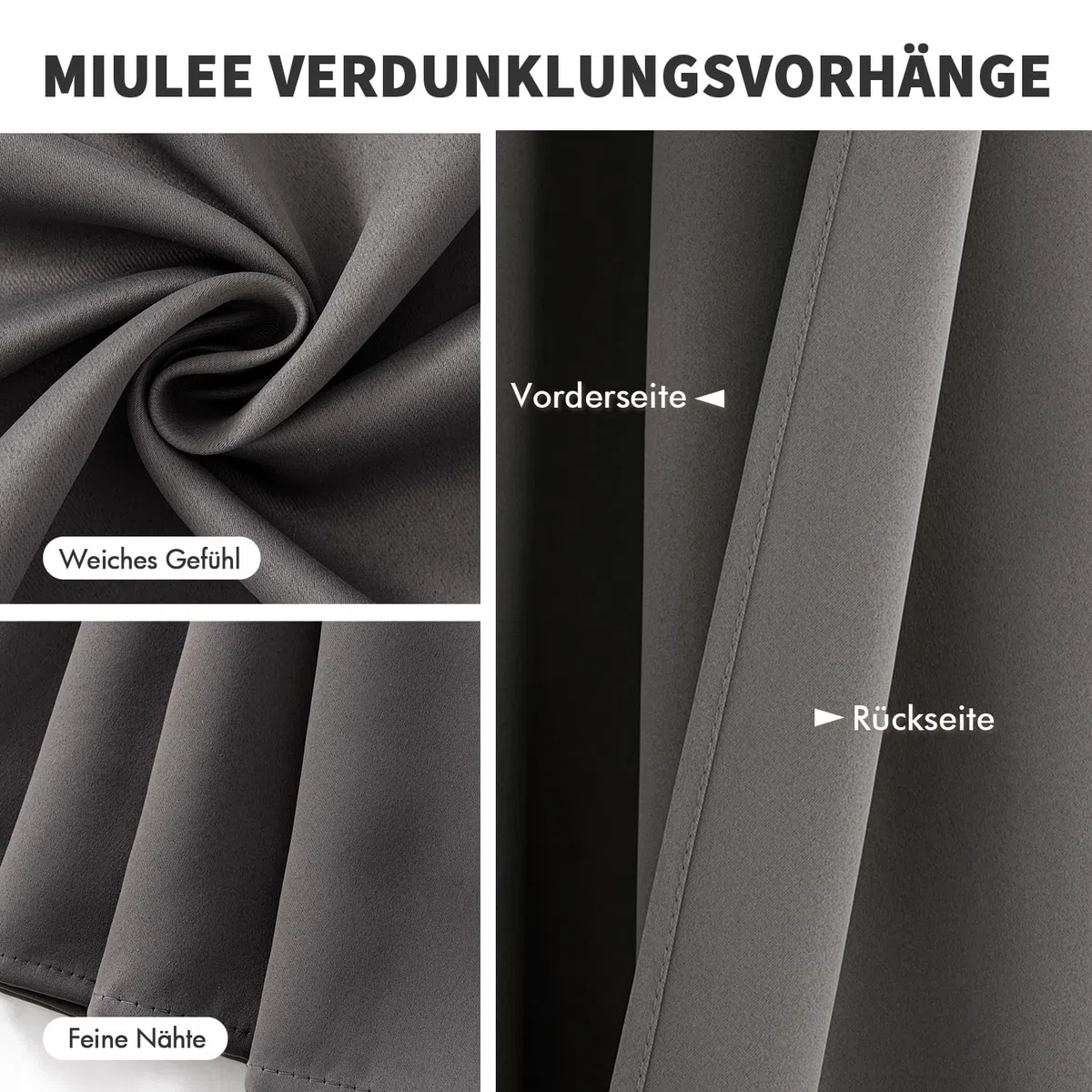 MIULEE Vorhänge Grau Blickdicht mit Ösen 245 cm Lang, Schöner Weicher Verdunklungsvorhänge zum Verdunkeln von Räumen, 2er Set Abdunkelnde Vorhänge Wohnzimmer Blickdichte Ösenvorhang Jeder H245 X B140