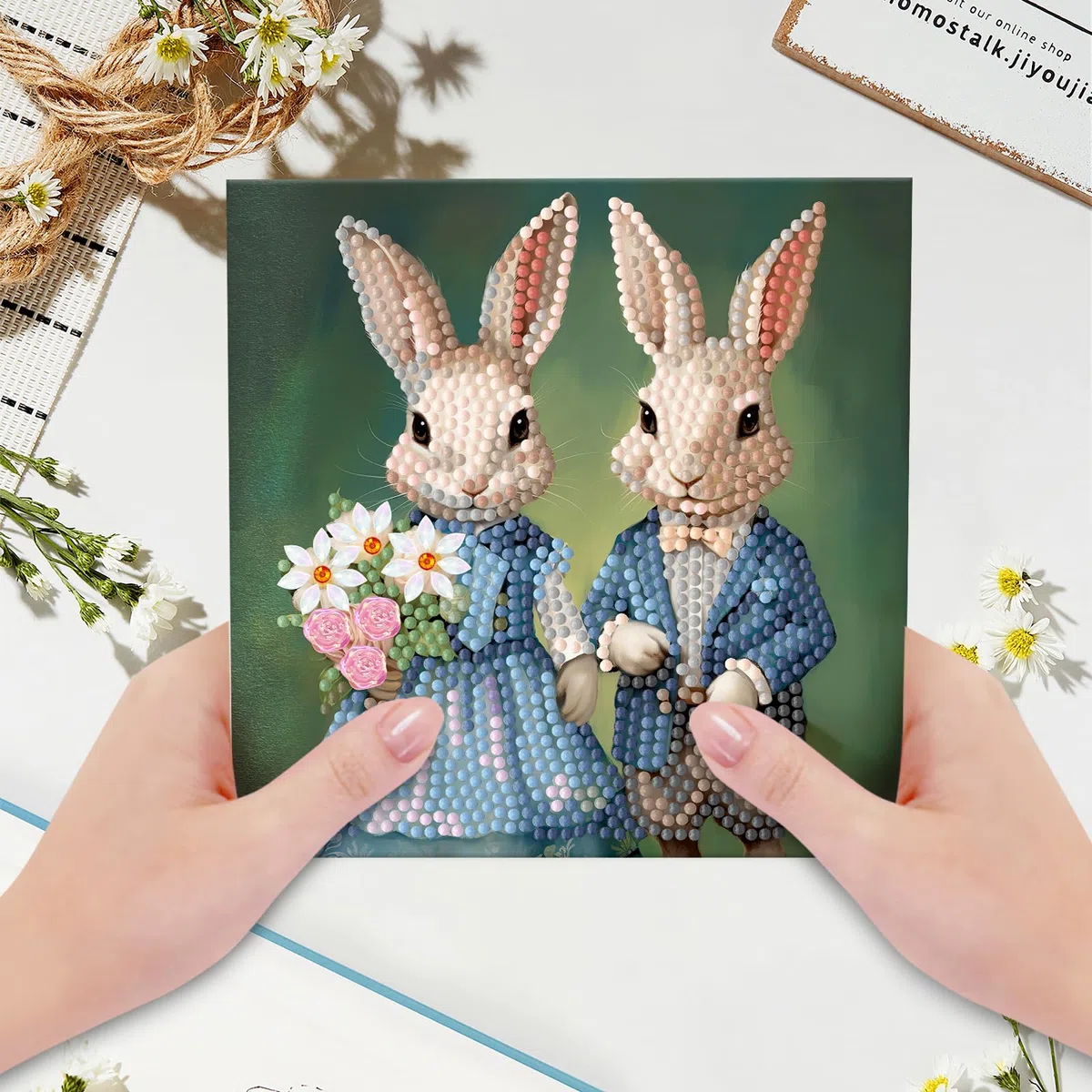 Sumshy 8er Set DIY Diamond Painting Grußkarten Set Ostern, Christmas Diamond Painting Greeting Cards Osternkarten for Kinder & Erwachsene (Ostern-8er Set A)
