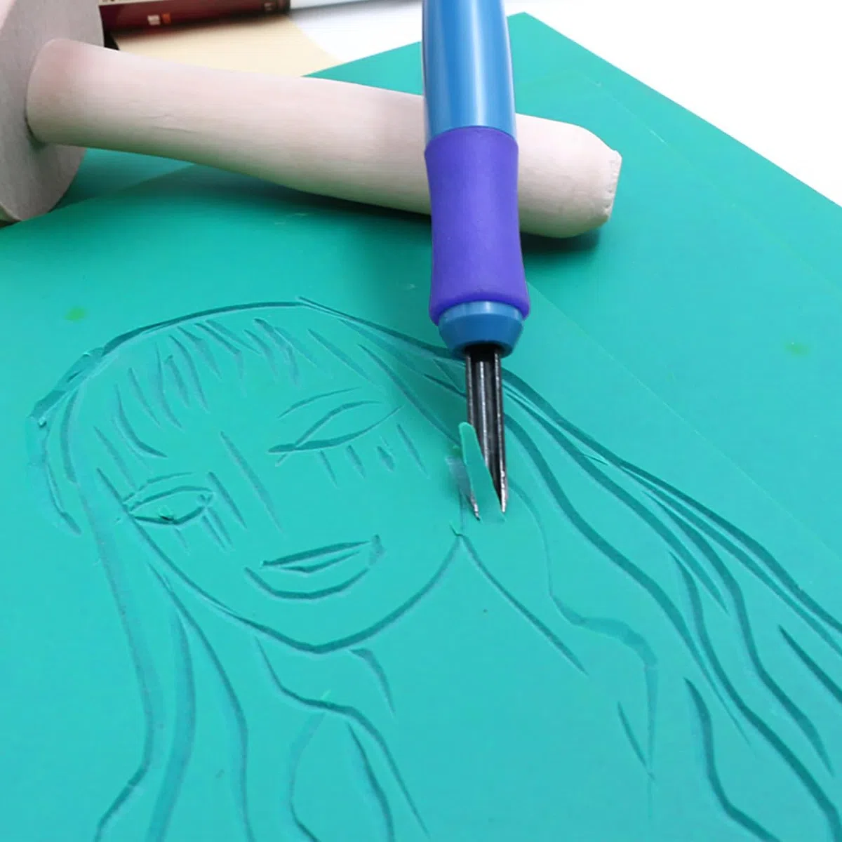 FAVOMOTO Linoldruck Linoleum Platte Linolschnitt Stempel Schnitzen Linolplatten für Linolplatte 5 Gummi Carving Bl A5 3mm Block Briefmarkierungs Kit Printmaking Weiche Kunsthandwerk