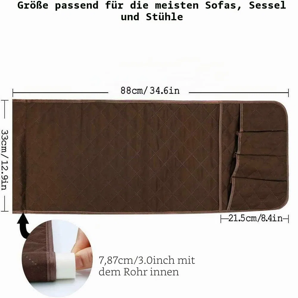 Armlehnen Organizer,Wasserdichte Platzsparender für Couch oder Sessel Bett Storage Tasche TV Fernbedienung Halterung für Handy, Buch, Zeitschriften, Bleistift(braun)