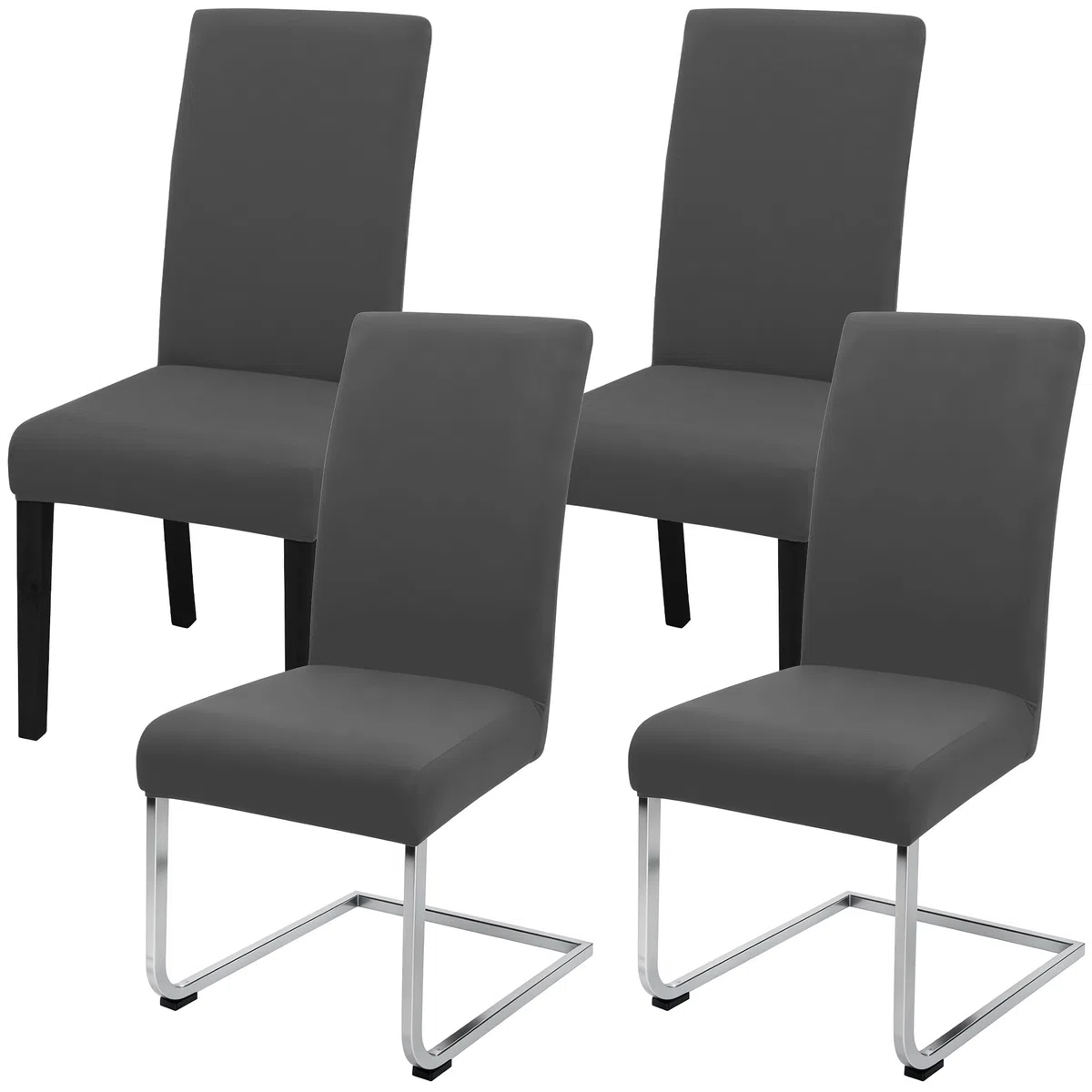 Stuhlhussen Stretch Stuhlbezug Set 4 Stück, elastische abnehmbare waschbare Stuhlhusse für Esszimmerstuhl, Schwingstuhl, Schaukelstuhl, Küche, Wohnzimmer, Büro, Hotel, Restaurant, Bankett