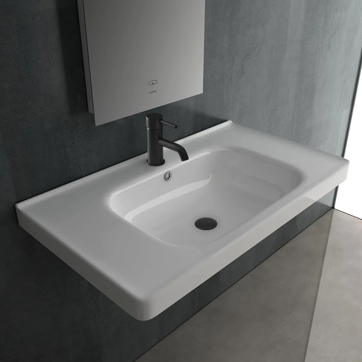 Alpenberger Waschbecken 80 cm Breit | Gäste WC & Badezimmer | Waschtisch Eckig | Hängewaschbecken Wandmontage | Handwaschbecken Made in Europa | Bathroom Sink für Moderne Waschplätze