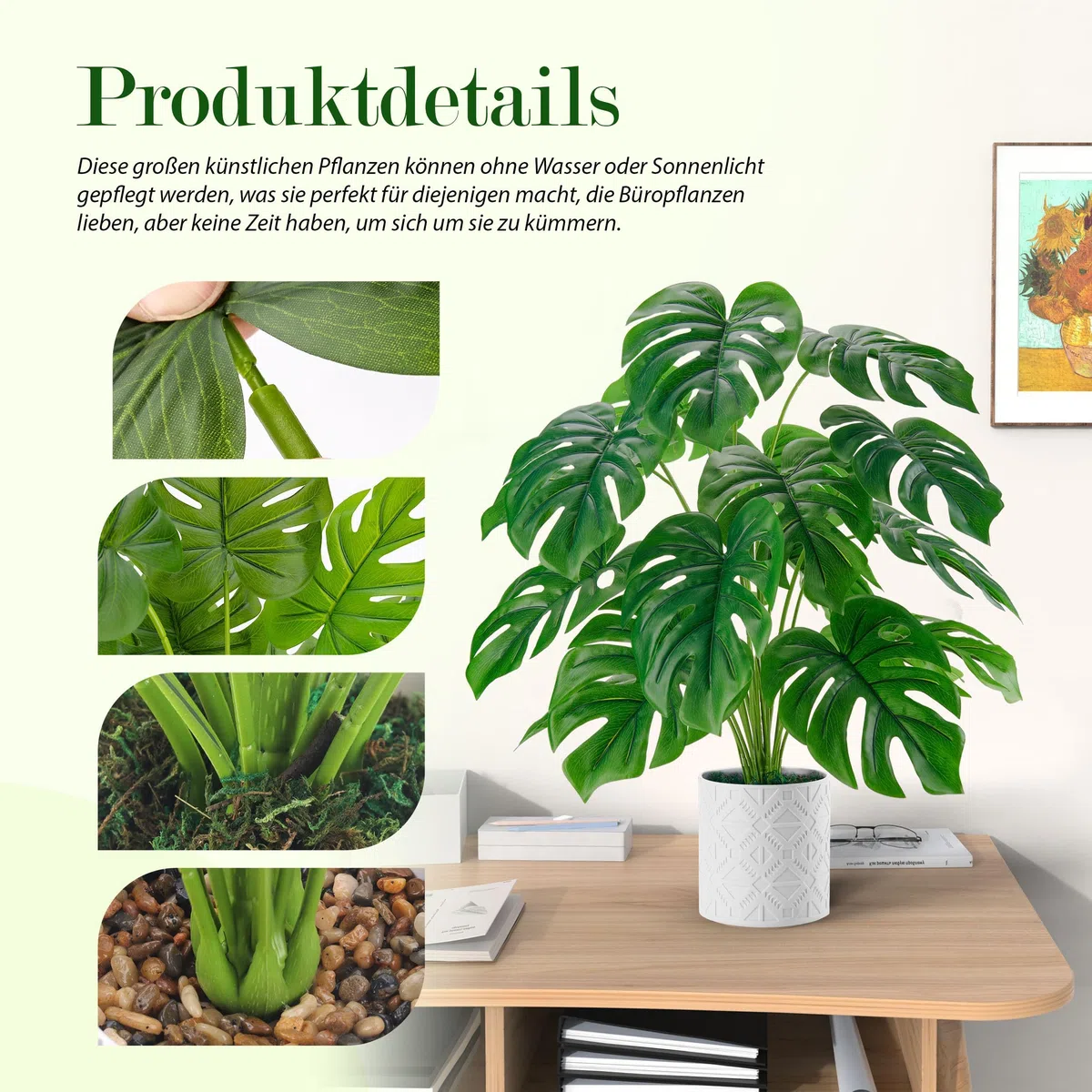 Der Rose Kunstpflanze Künstliche Pflanzen Wie Echt 71 cm Kunstpflanzen Groß Fake Plant für Boho Wohnzimmer Badezimmer Schlafzimmer Zimmer Balkon Deko