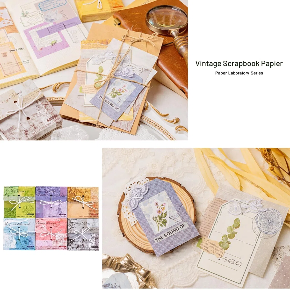 600 Blatt Vintage Scrapbook Papier, MaehSab DIY Journaling Supplies Dekorative Bastelpapier Ästhetische Schreibwaren Scrapbooking Papier für DIY Bullet Journal Junk Supplies,8x8CM