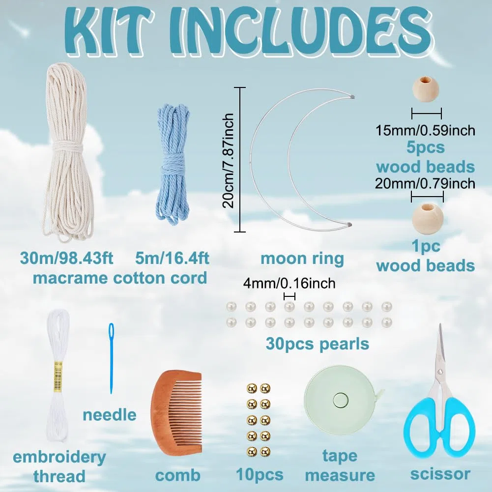 WEBEEDY DIY Makramee Mondpuppen Set Handgefertigte Makramee Mondpuppen Dekoration Mit Schritt Für Schritt Videoanleitung Für Anfänger Und Erwachsene Mondpuppen Wandanhänger Für Zuhause Oder Zimmer