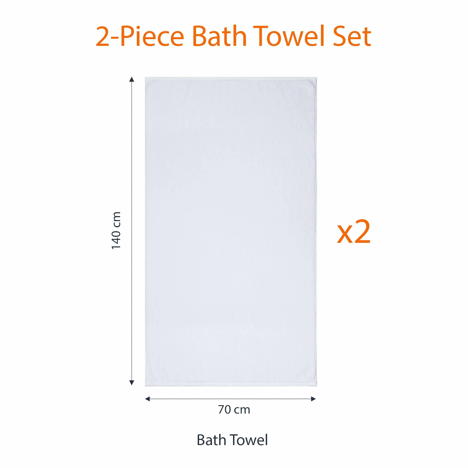 Amazon Basics Badetuch Set, 100 % Baumwolle, 70 x 140 cm, 2 Stück | Handtuch-Set