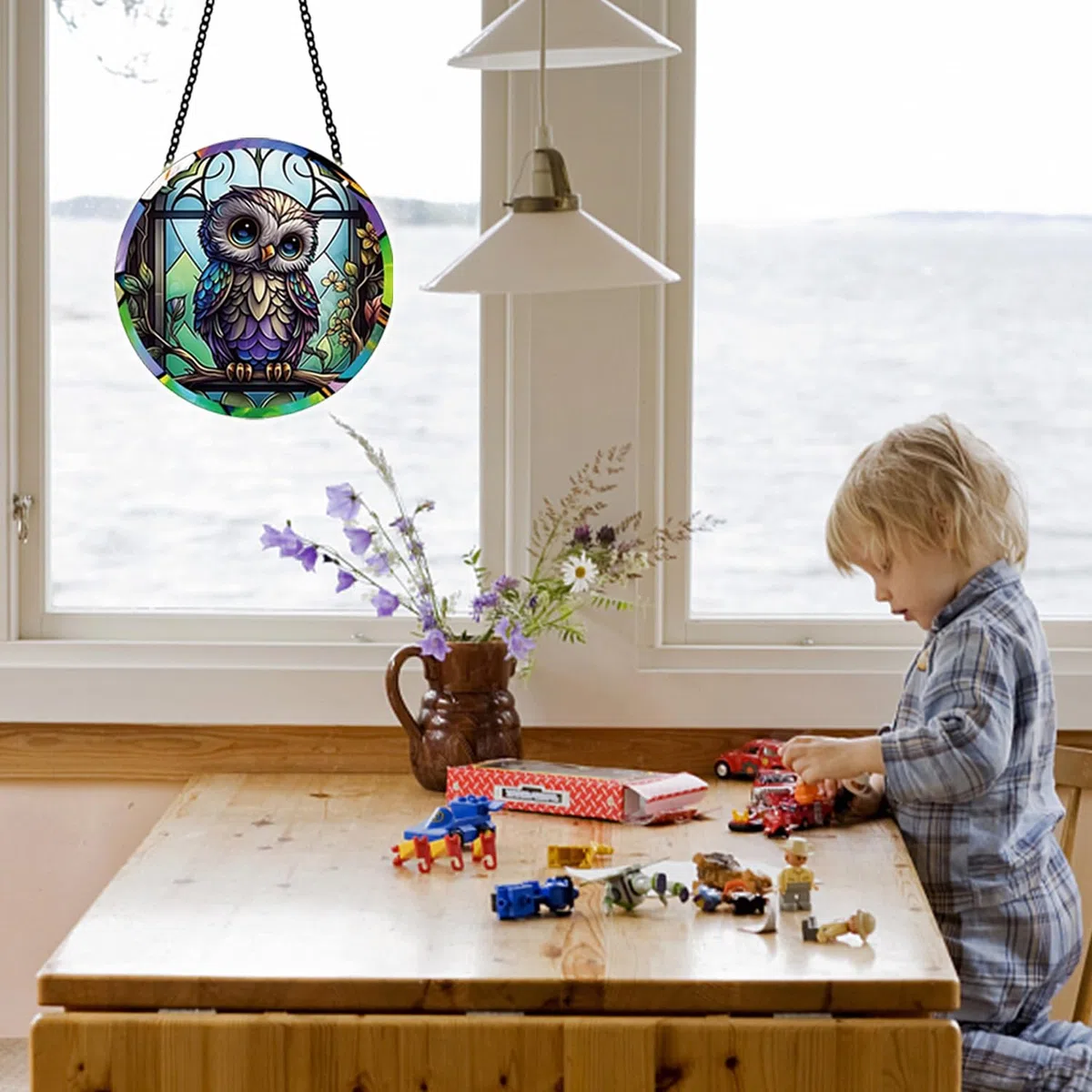 Eule Weihnachtsschmuck Acryl Fenster zum Aufhängen – Niedliche Baby-Eulen-Geschenk für Eulenliebhaber, Tierthema, Halloween, Weihnachten, Herbstdekoration für den Innen- und Außenbereich, Garten