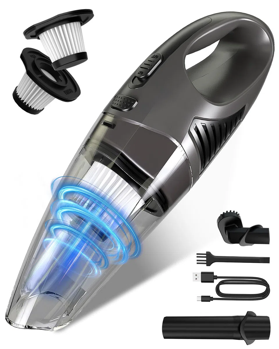 TANYO Handstaubsauger Akku, Handstaubsauger Kabelloser 11000PA Starke Saugkraft, Handsauger mit HEPA Filter, Mini Autostaubsauger mit Bürstenlosem Motor für Auto Tierhaare, Teppich Haus, Büro, Küche