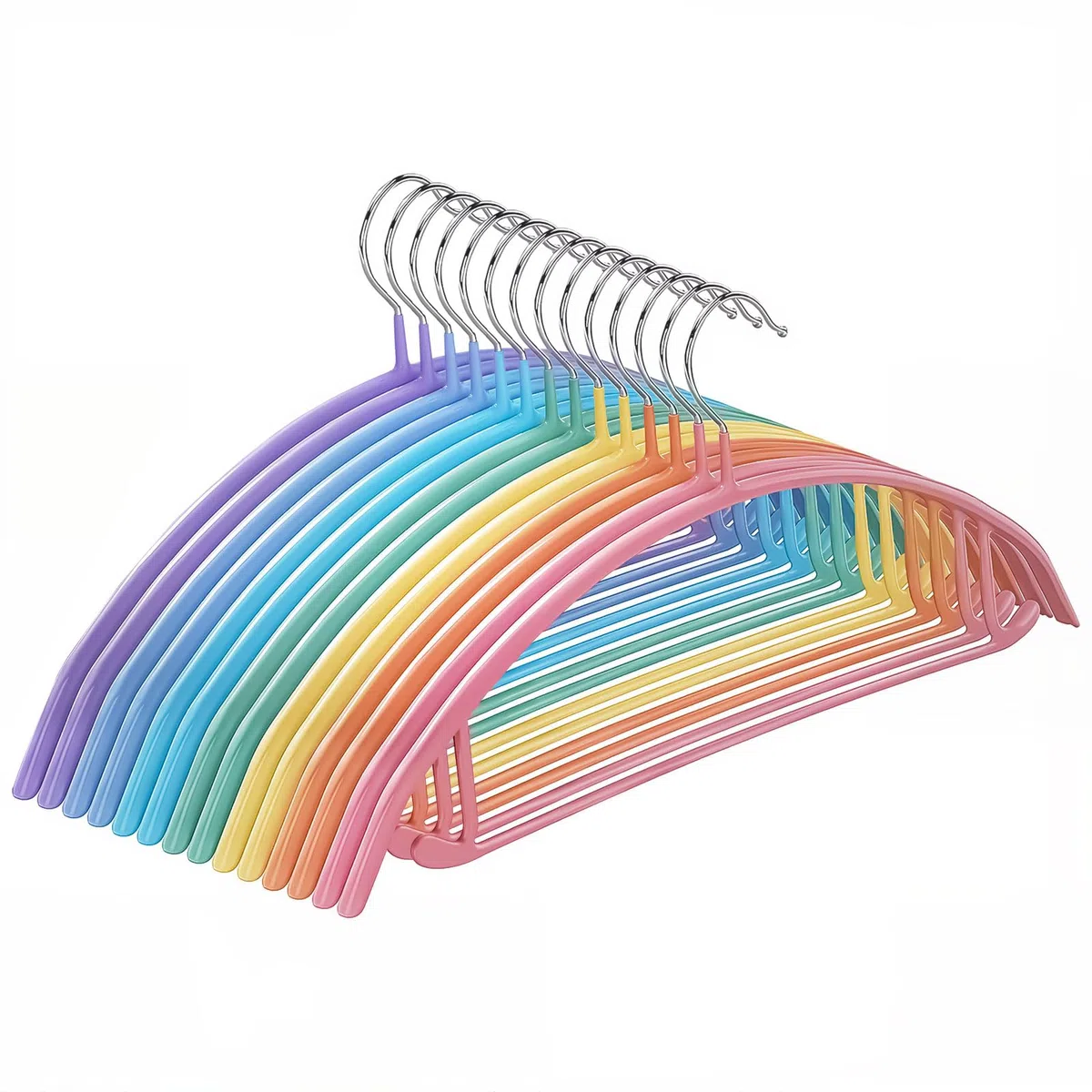 MOPUP Kleiderbügel, 14er-Pack, Pulloverbügel ohne Schulterwulst, 42 cm breite, robuste Kleiderbügel für den Kleiderschrank, rutschfeste Metallbügel mit PVC-Beschichtung für Pullover, Anzüge, Kleider,