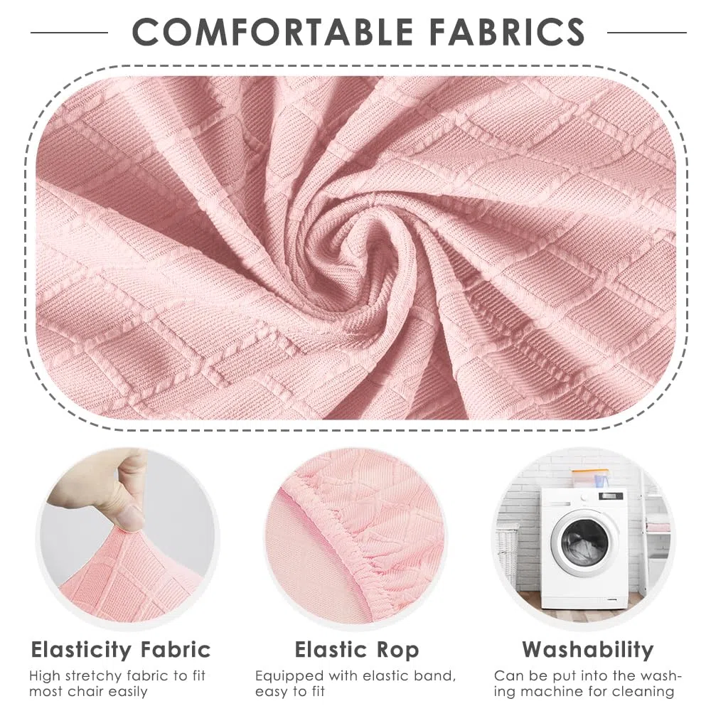 Stuhlbezüge Modern 4er Set Universeller Stuhlhussen Elastischer Stretchbezug, abwaschbarer Jacquard Bezug mit Rutschfestheit & Atmungsaktivität , Spannbezug ideal für Events und Deko Bankett (Rosa)
