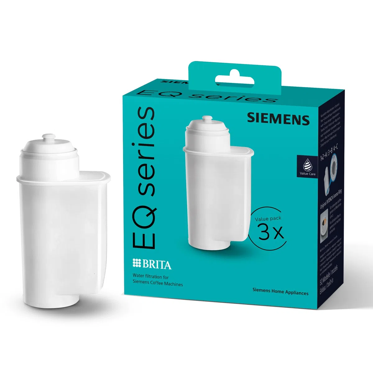 Siemens BRITA INTENZA Wasserfilter, 3 Stück, reduziert die Wasserhärte, für ein langes Maschinenleben, TZ70033A