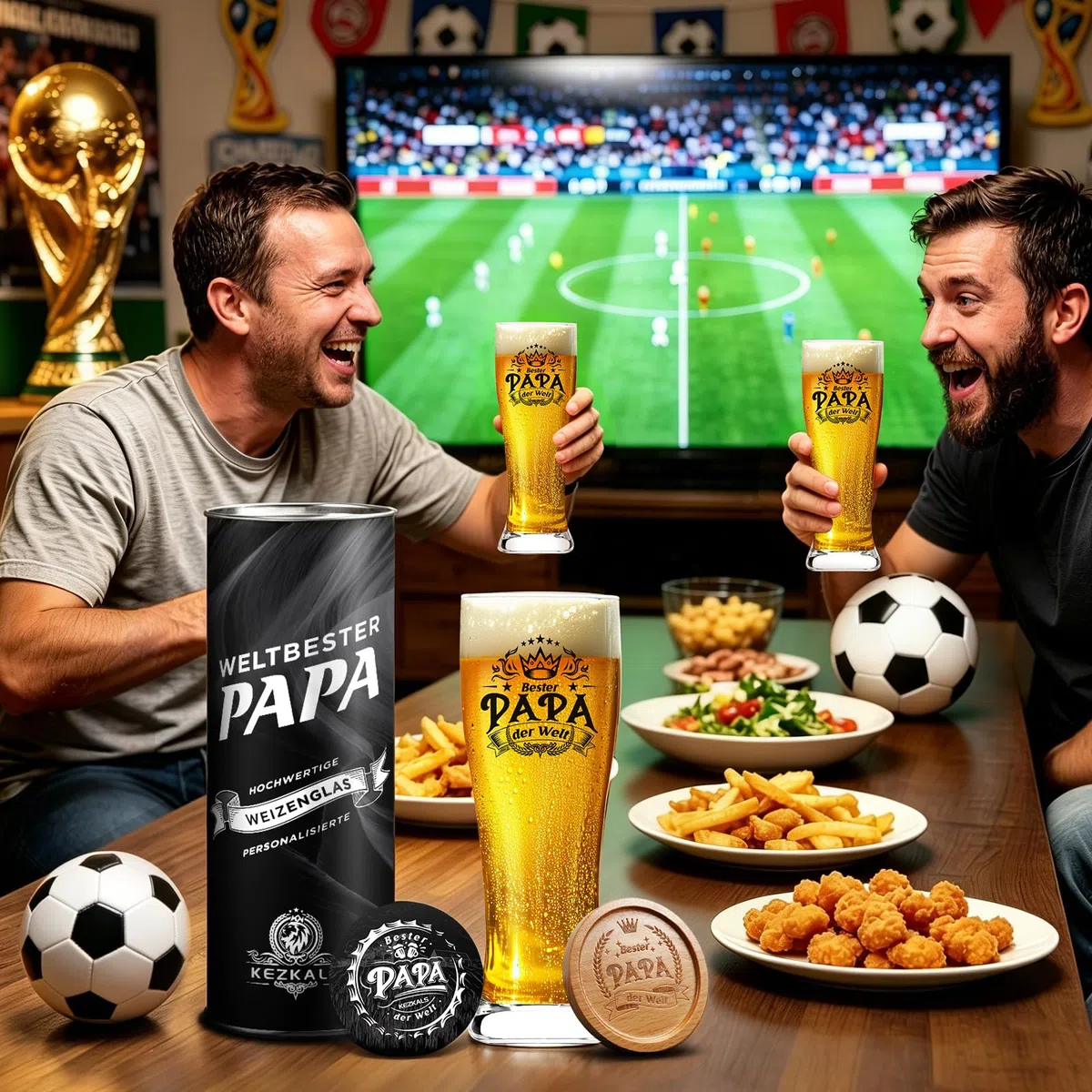 KEZKALS Papa Geschenk, Bierglas mit Gravur, Vatertagsgeschenk Geburtstag Vatertag Beste Geschenk Weihnachtsgeschenke für Papa