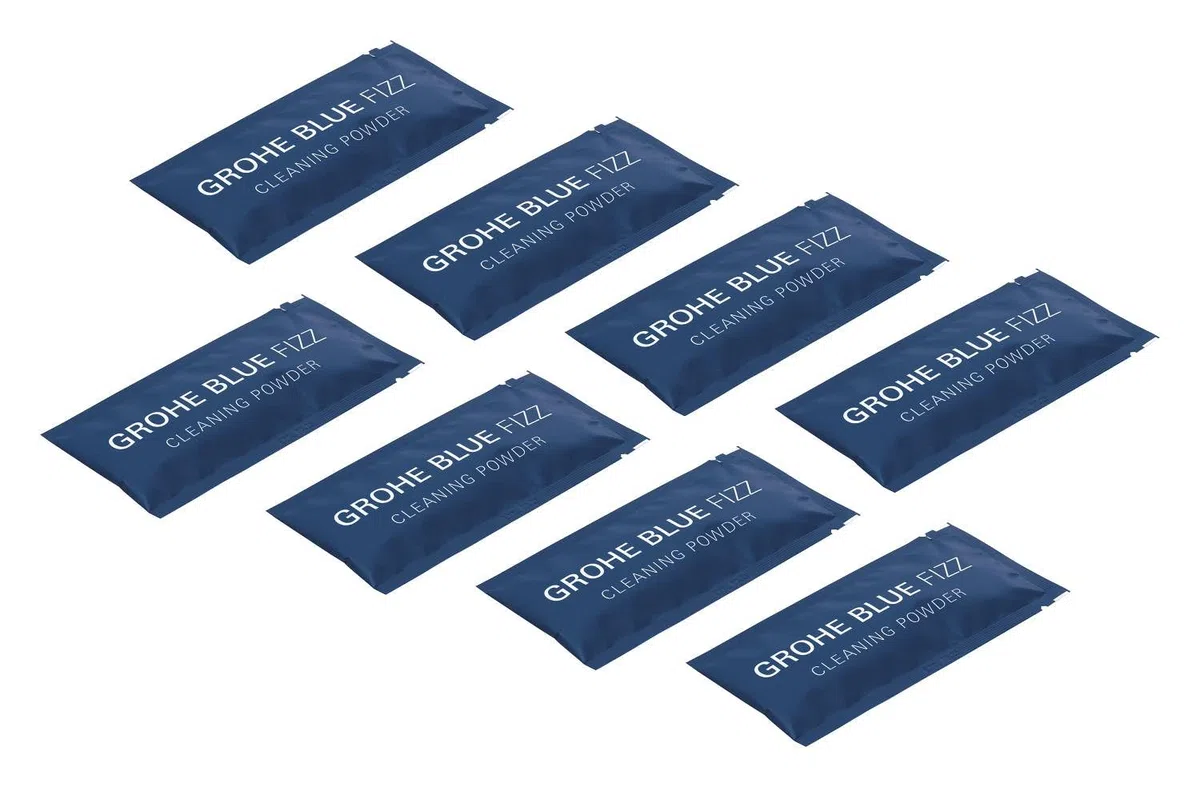 GROHE Blue Fizz, Reinigungspulver Set 8x35g (weniger als 5 Prozent nicht-ionisierte Tenside, kompatibel GROHE Blue Fizz Wassersprudler), 41252000