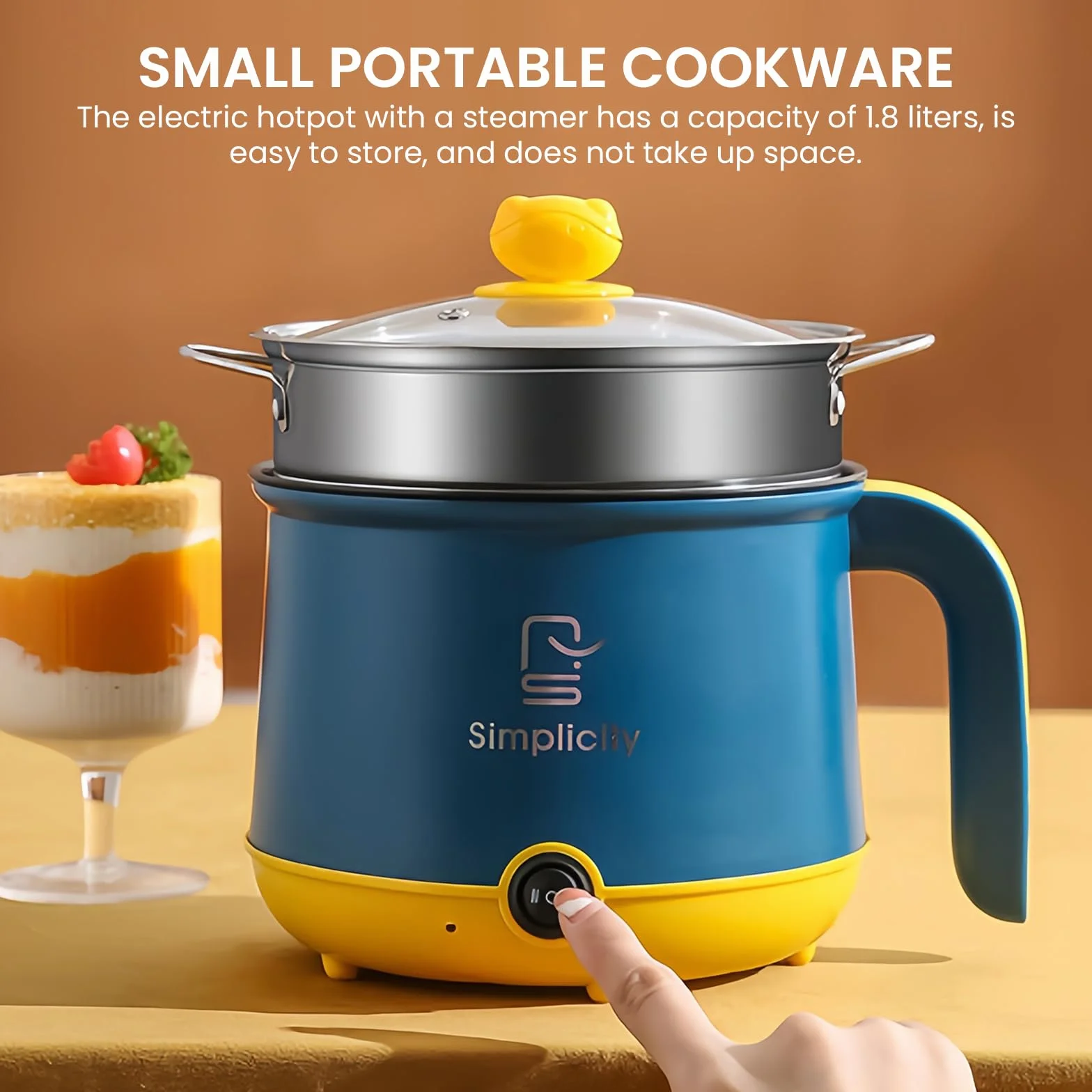 Elektrischer Hot Pot Mit Dampfgarer, Elektrische Hot Pot 1.8 L, Tragbare Mini Antihaft Multikocher, Schneller Ramen Kocher, Tragbare Antihaft Topf Für Zuhause, Büro, Schlafsaal