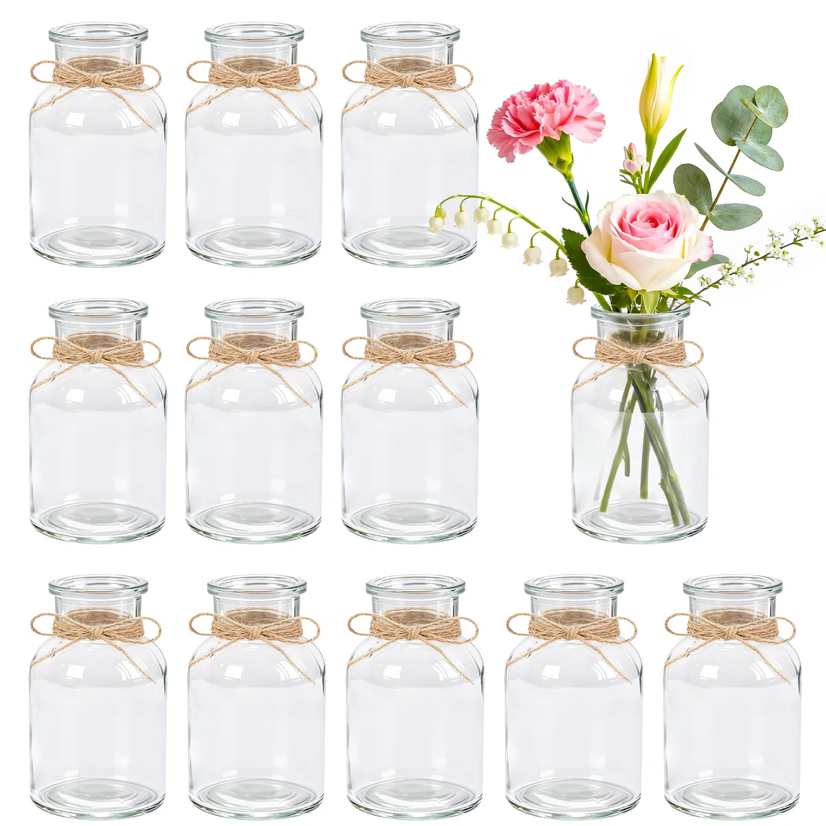 BTSD-home 12 Stück Blumenvase Kleine Vasen für Tischdeko 125ml Glasvase Ideal für Hochzeitsdeko Party Home Deko