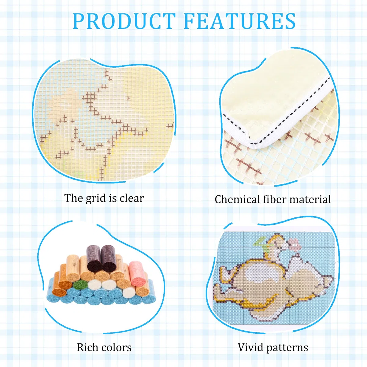 Knüpfteppich Set für Kinder,Anfänger und Erwachsene zum Selber Knüpfen,Latch Hook Kits mit Vordruck und Englische Lernprogramm,DIY Knüpfsets KreuzstichTeppich Set,52x38 cm(Honigbär)