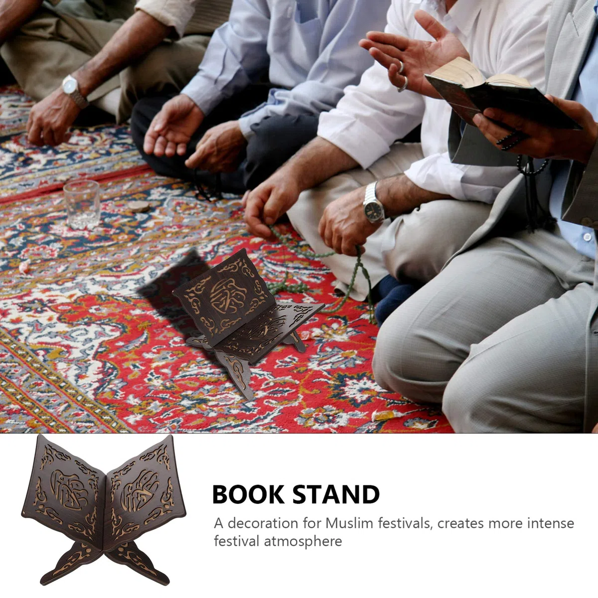 PRETYZOOM Koran Halter Holz Buchstütze Leseständer Vintage Schwarz 29x21x18cm Muslimische Islamische Ramadan Dekorationen Eid Mubarak Gebet Buch Standhalter