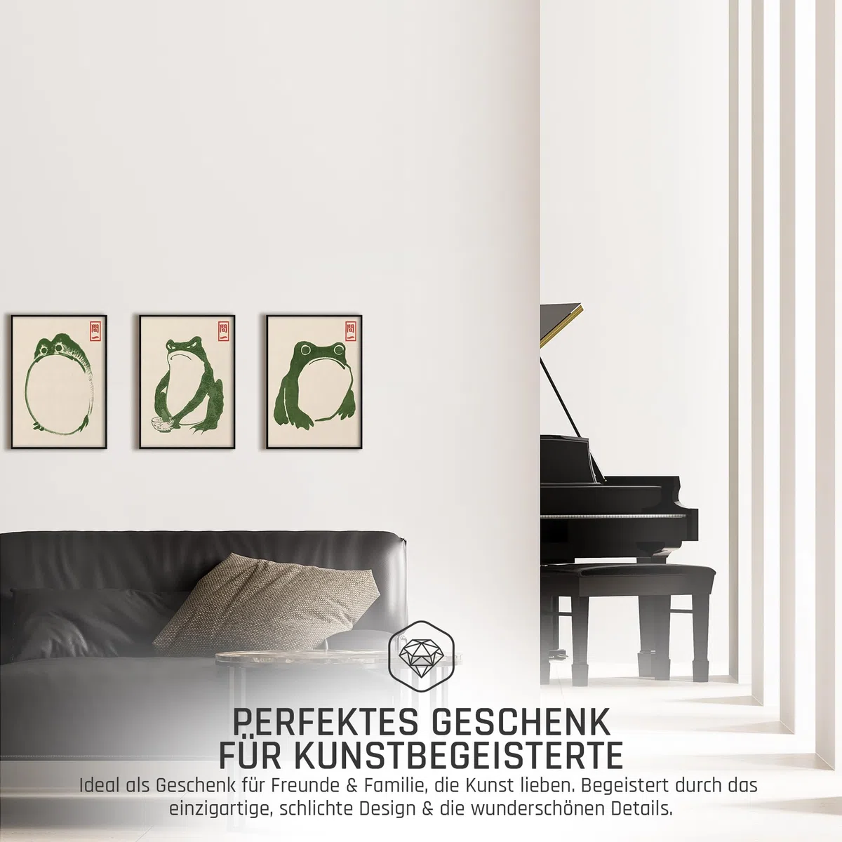 Hoji Frösche Poster Set Ukiyo-e Japanische Kunst Japan Wanddeko Bilder Schlafzimmer Deko Wohnzimmer Dekoration Eklektische Gemälde (3x A3 | Ohne Rahmen)