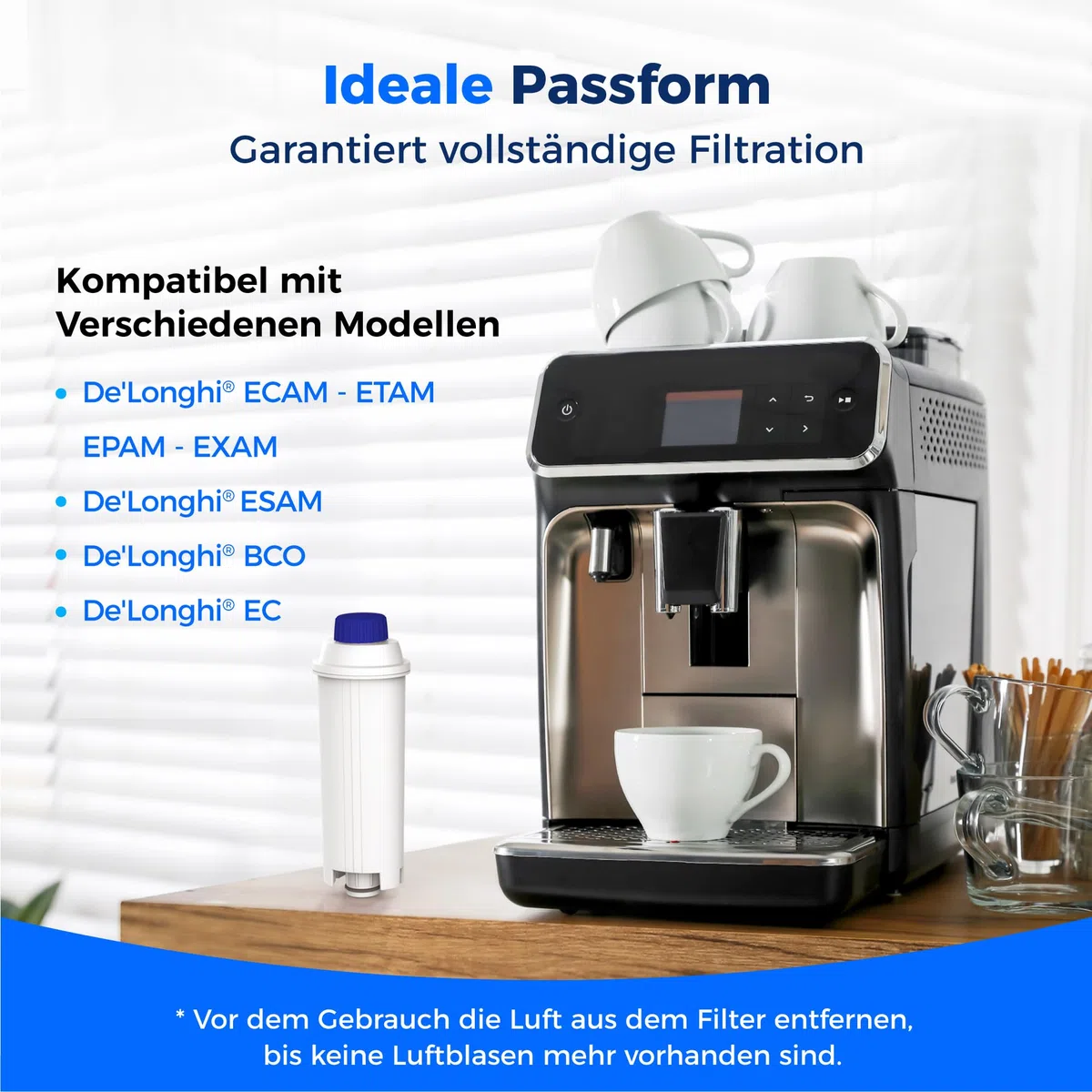 Waterdrop Kaffeefilter, Ersatz für De'Longhi® Wasserfilter DLSC002, Kompatibel mit De'Longhi® Magnifica® S, Eletta® Explorer, Dinamica® und ECAM-Serie Kaffeevollautomaten und Espressomaschinen (4)