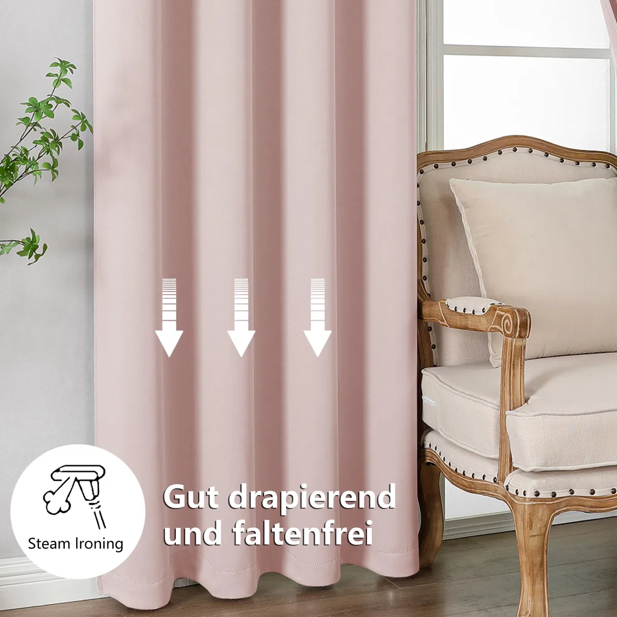 Simplebrand Thermovorhang Gegen Kälte Wohnzimmer Gardinen mit Ösen 2er Set, Rosa H 245 x B 140 cm Verdunkelungsvorhang Rosa Wärmeisolierende Vorhänge Verdunkelung Thermal Curtains