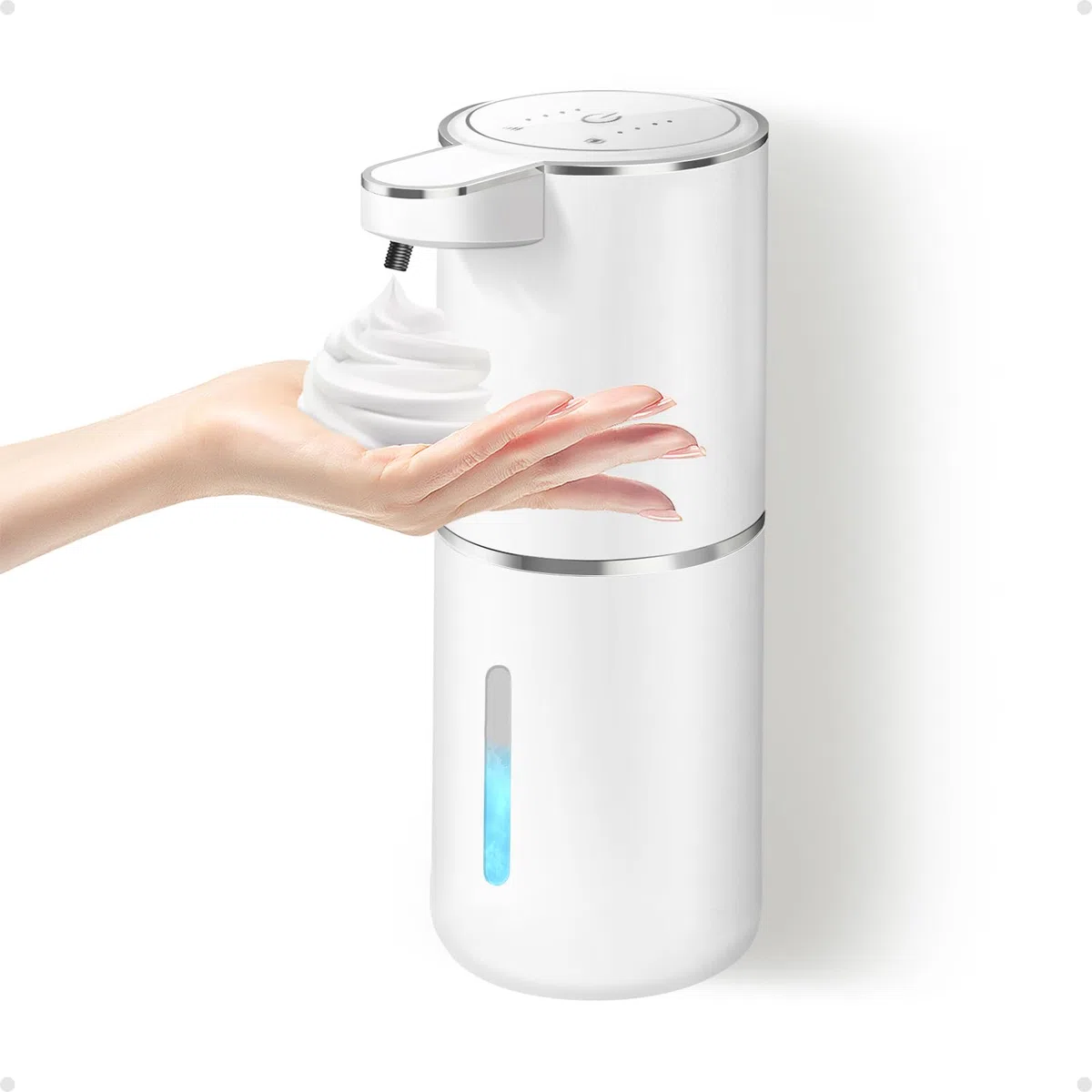 Dalugo No Touch Schaumseifenspender Sensor 380mL USB Wiederaufladbar, Automatischer Seifenspender Mit Wandbefestigung, IPX5 Wasserdicht Elektrisch Weiß für Badezimmer Küche